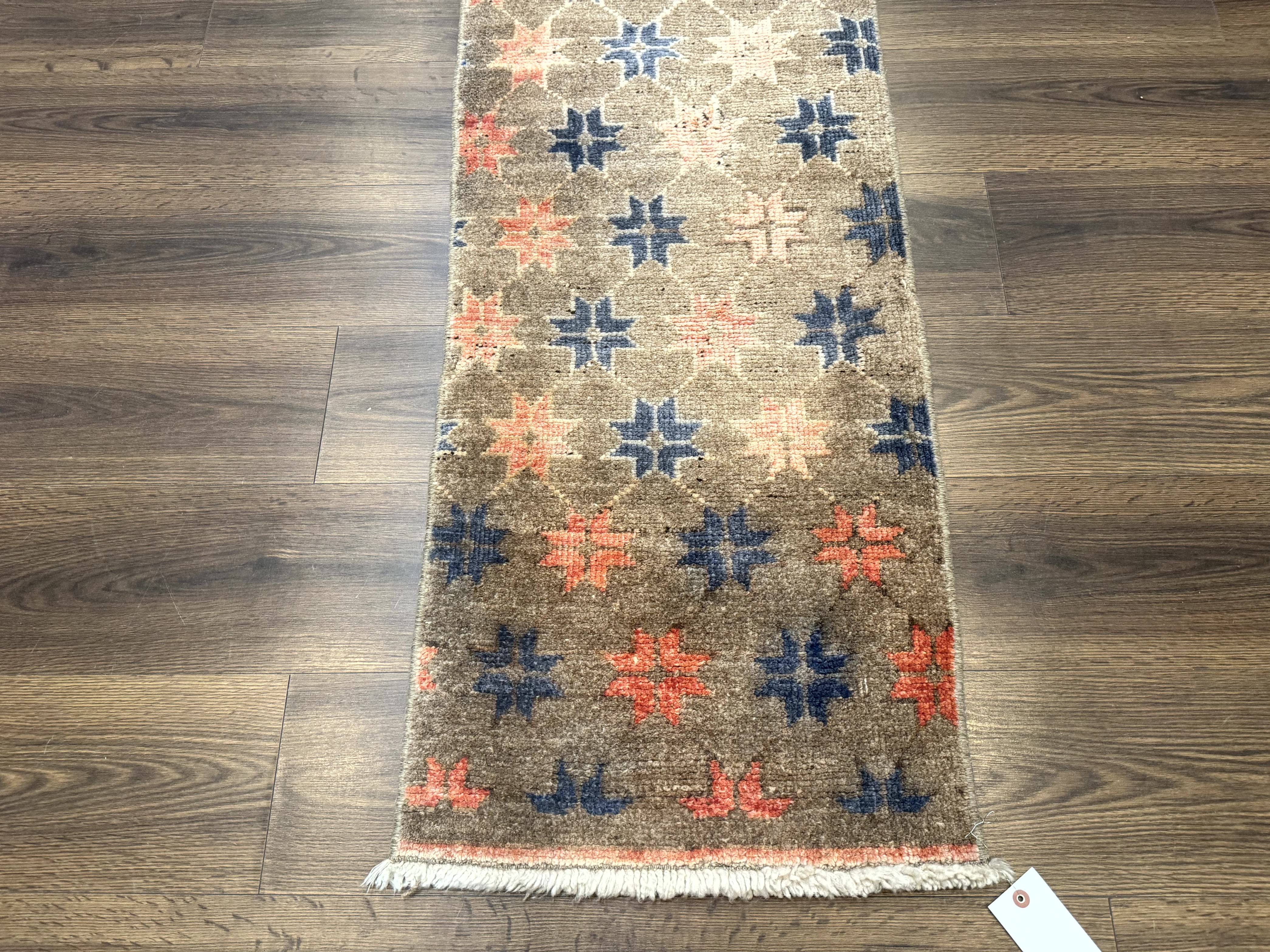 Tibetan Runner Rug, Short Skinny Runner, Star Design, 1.9 x 6.8 Rug for Hallway - Jewel Rugs