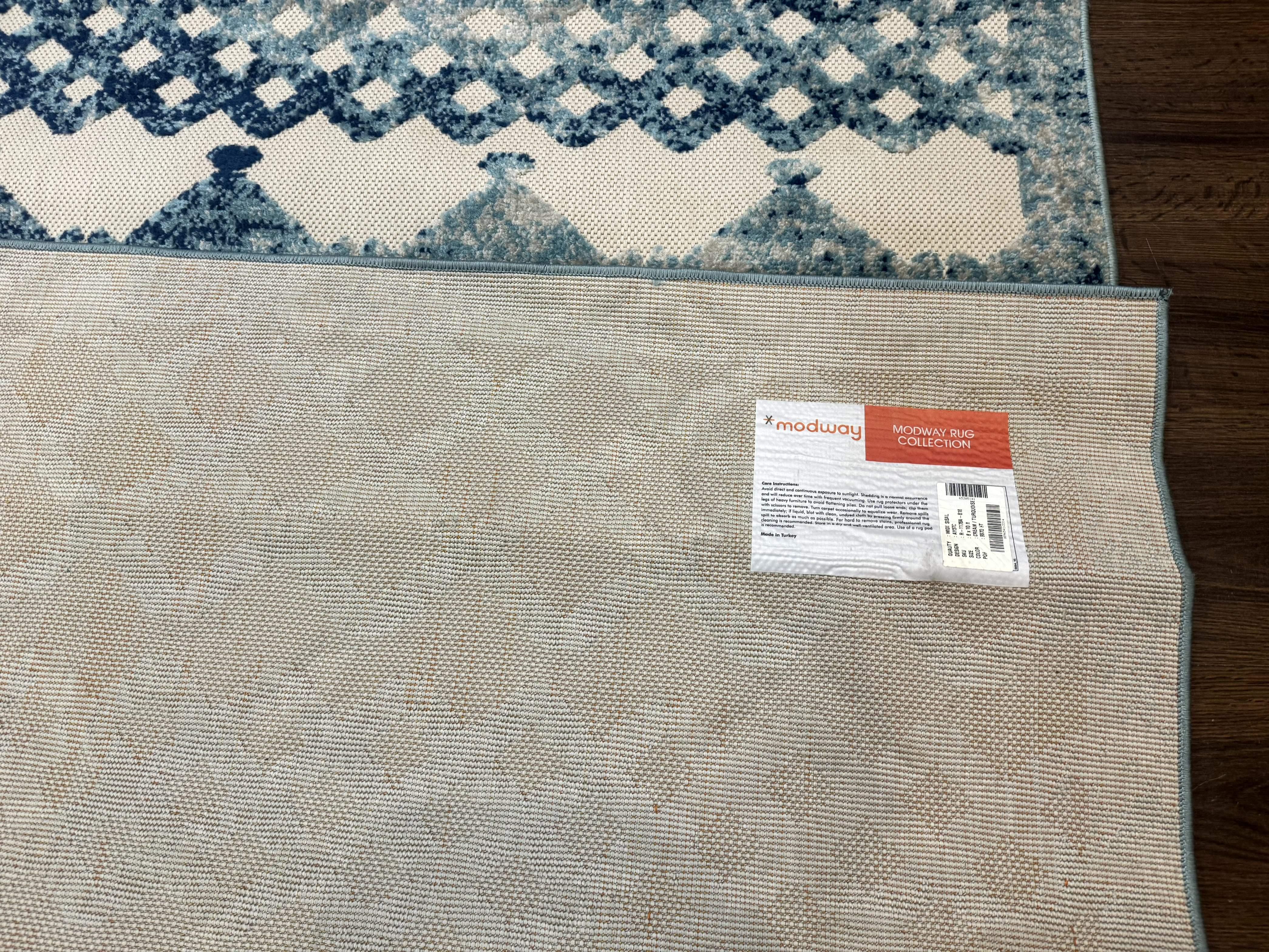 Modern Rug 8x10, Abstract Rug, Oat and Blue, Raised Pattern, Modway Rug Collection - Jewel Rugs