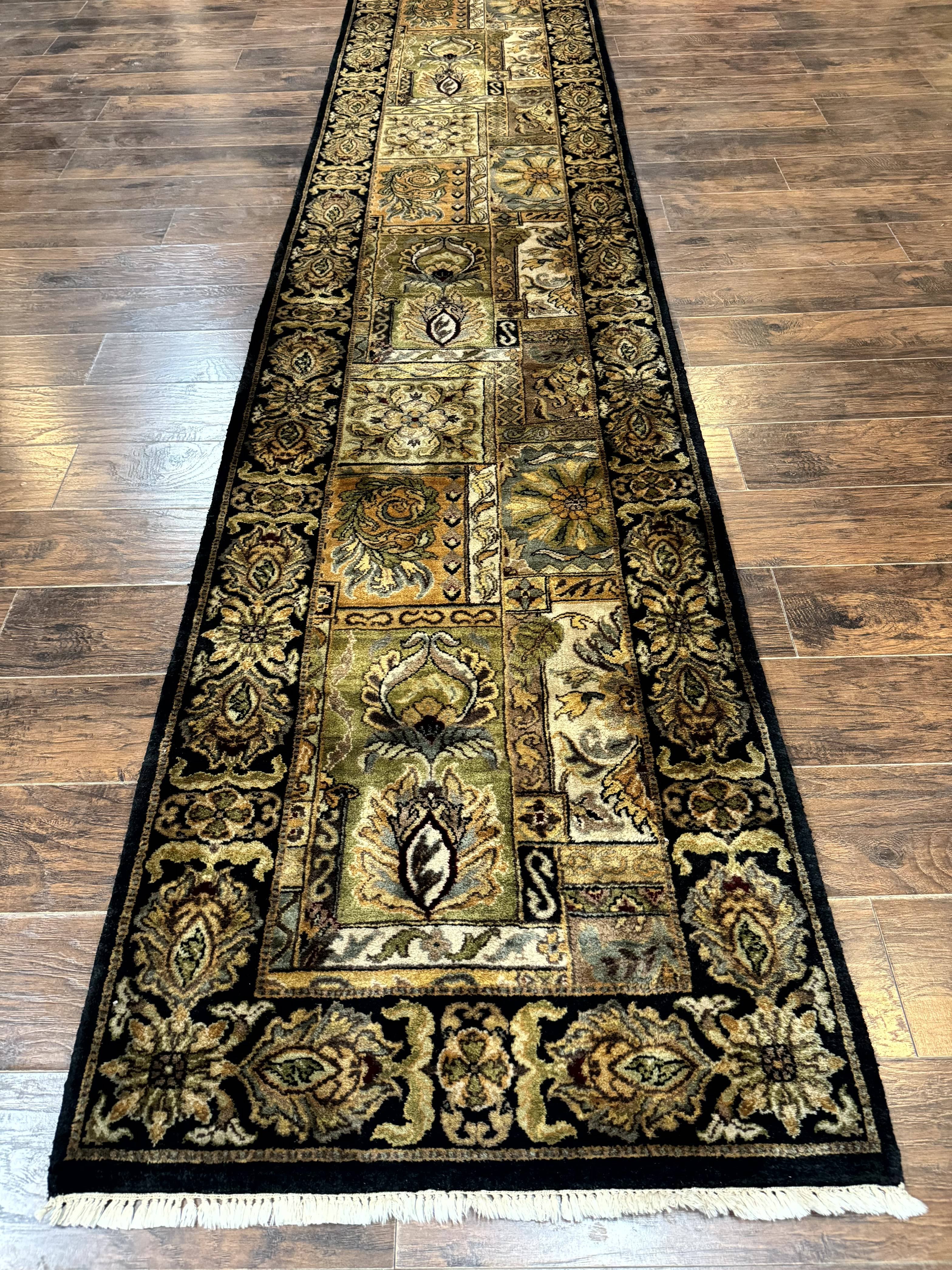 Indian Runner Rug 3x14, Panel Design, Oriental Carpet for Hallway - Jewel Rugs