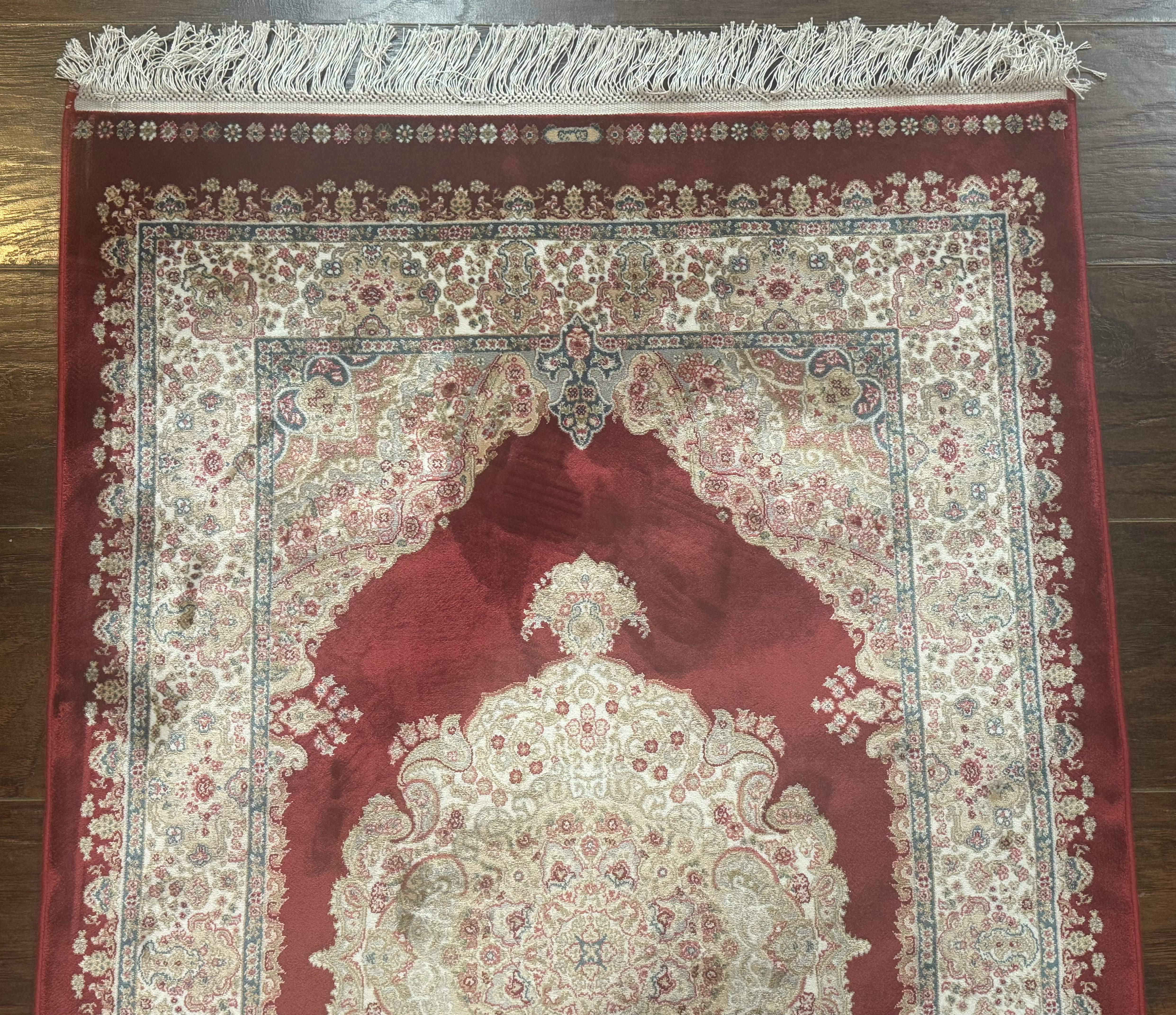 Turkish Silk Rug 2.6 x 4, Medallion, Dark Red, Fine, Bamboo Silk - Jewel Rugs