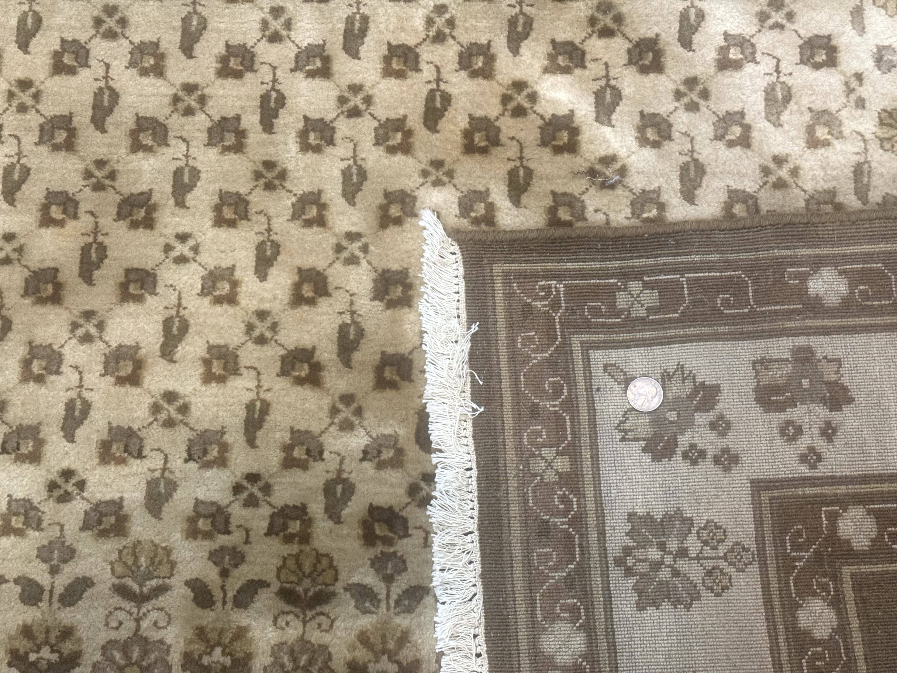 Indo Persian Rug, Allover Pattern, Beige, Wool Handmade Carpet - Jewel Rugs