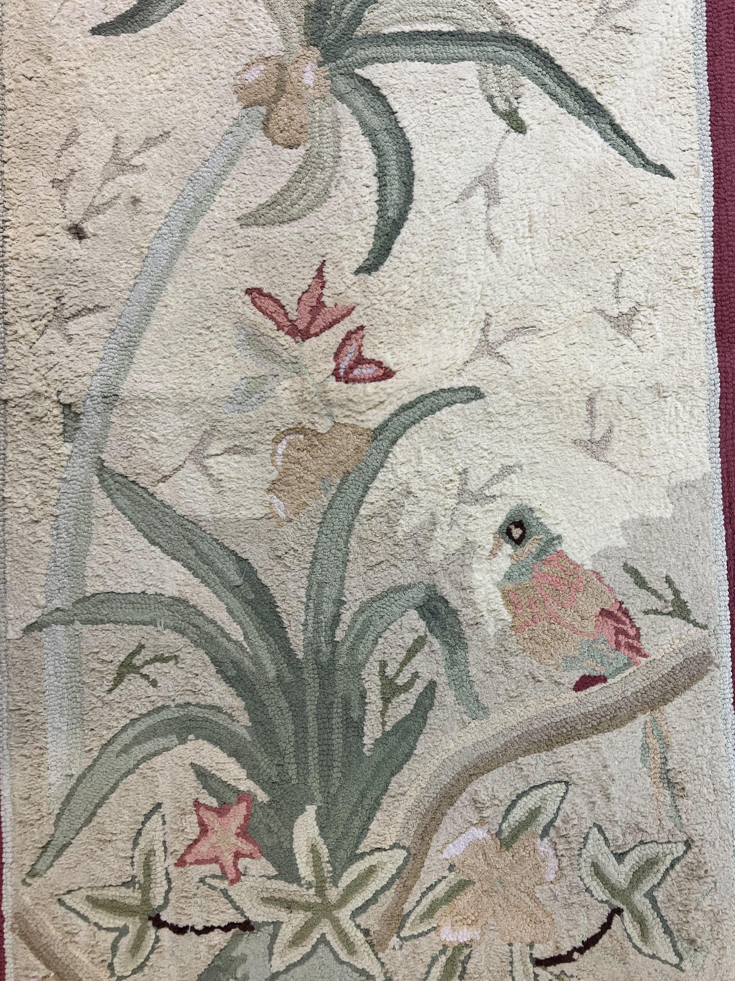 Chinese Hooked Runner Rug 2x8, Simple Design, Vintage, Birds, Rug for Hallway 2 x 8 ft - Jewel Rugs