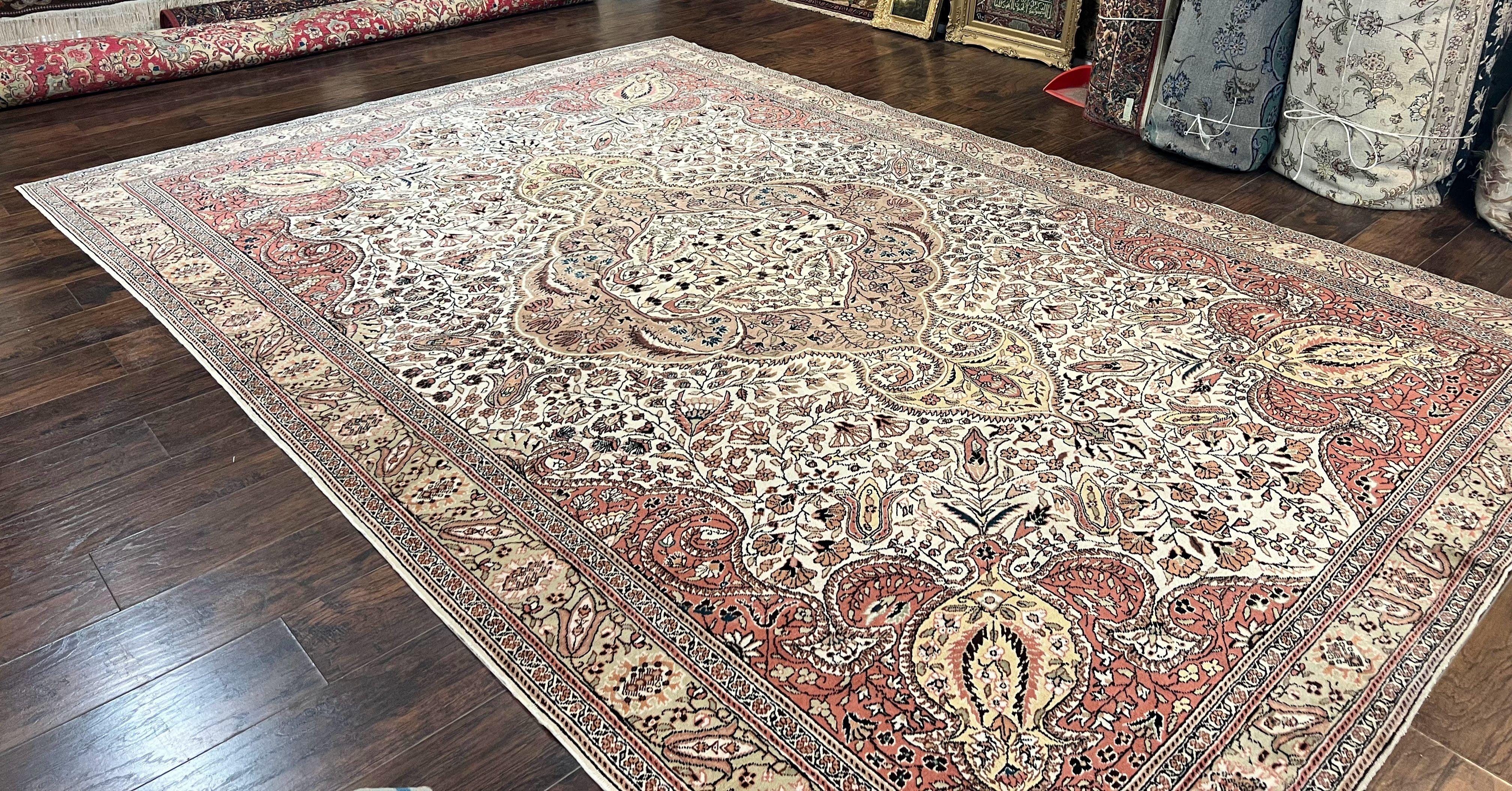 Turkish Sivas Rug 9x12, Handmade Vintage Wool Carpet, Cream Ivory - Jewel Rugs