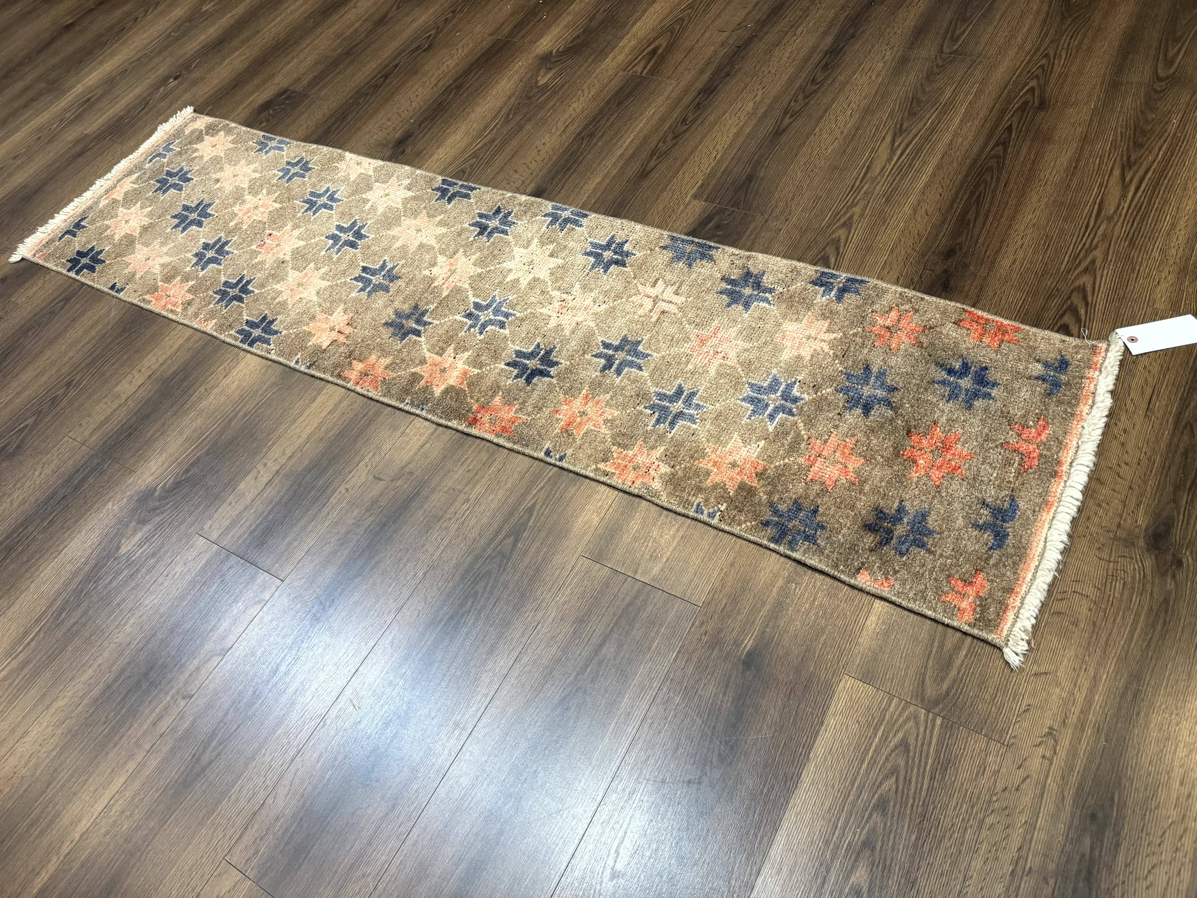 Tibetan Runner Rug, Short Skinny Runner, Star Design, 1.9 x 6.8 Rug for Hallway - Jewel Rugs