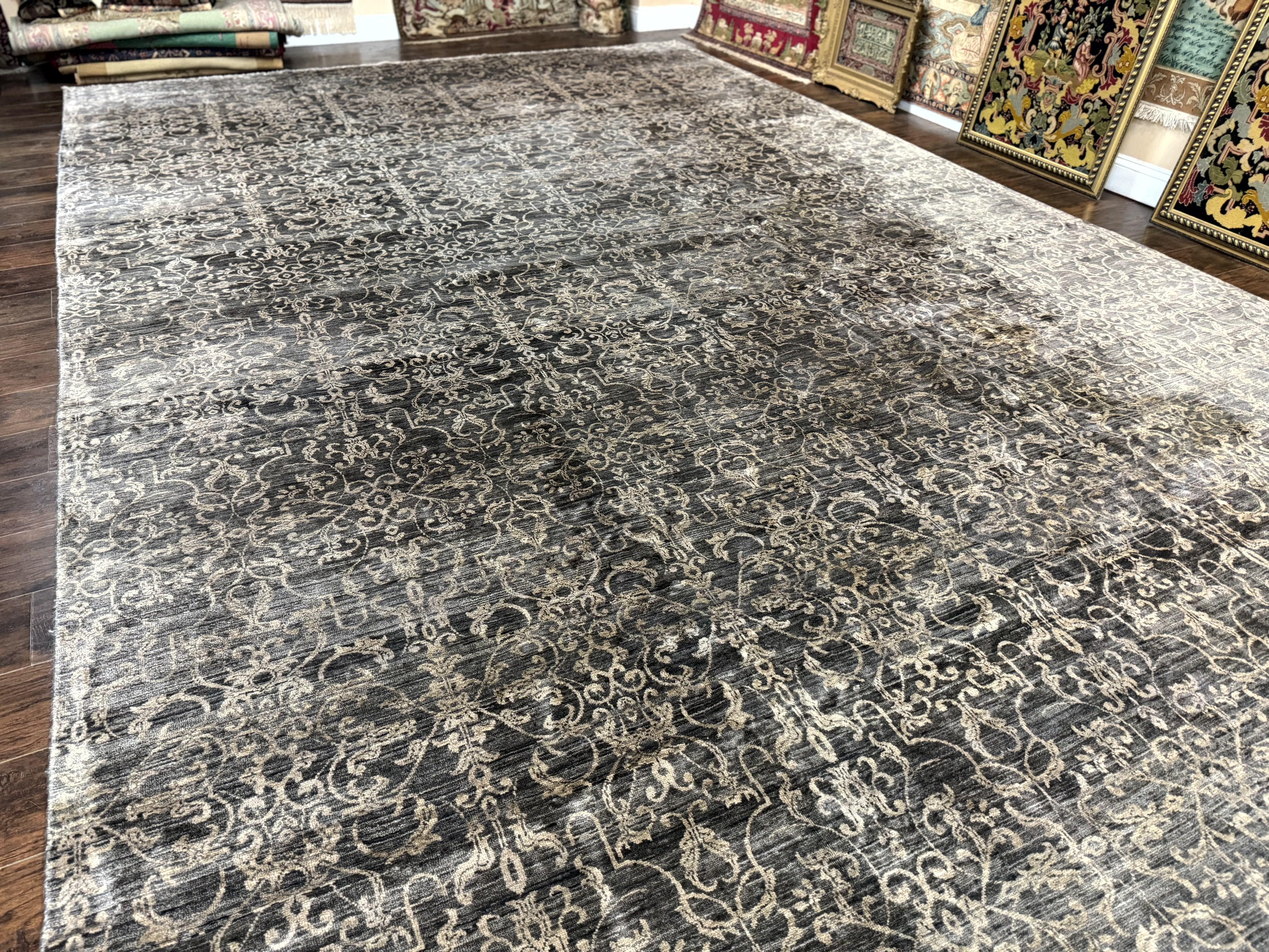 Large Palace Sized Indian Rug 11x18, Handmade Area Rug, Modern Contemporary - Jewel Rugs