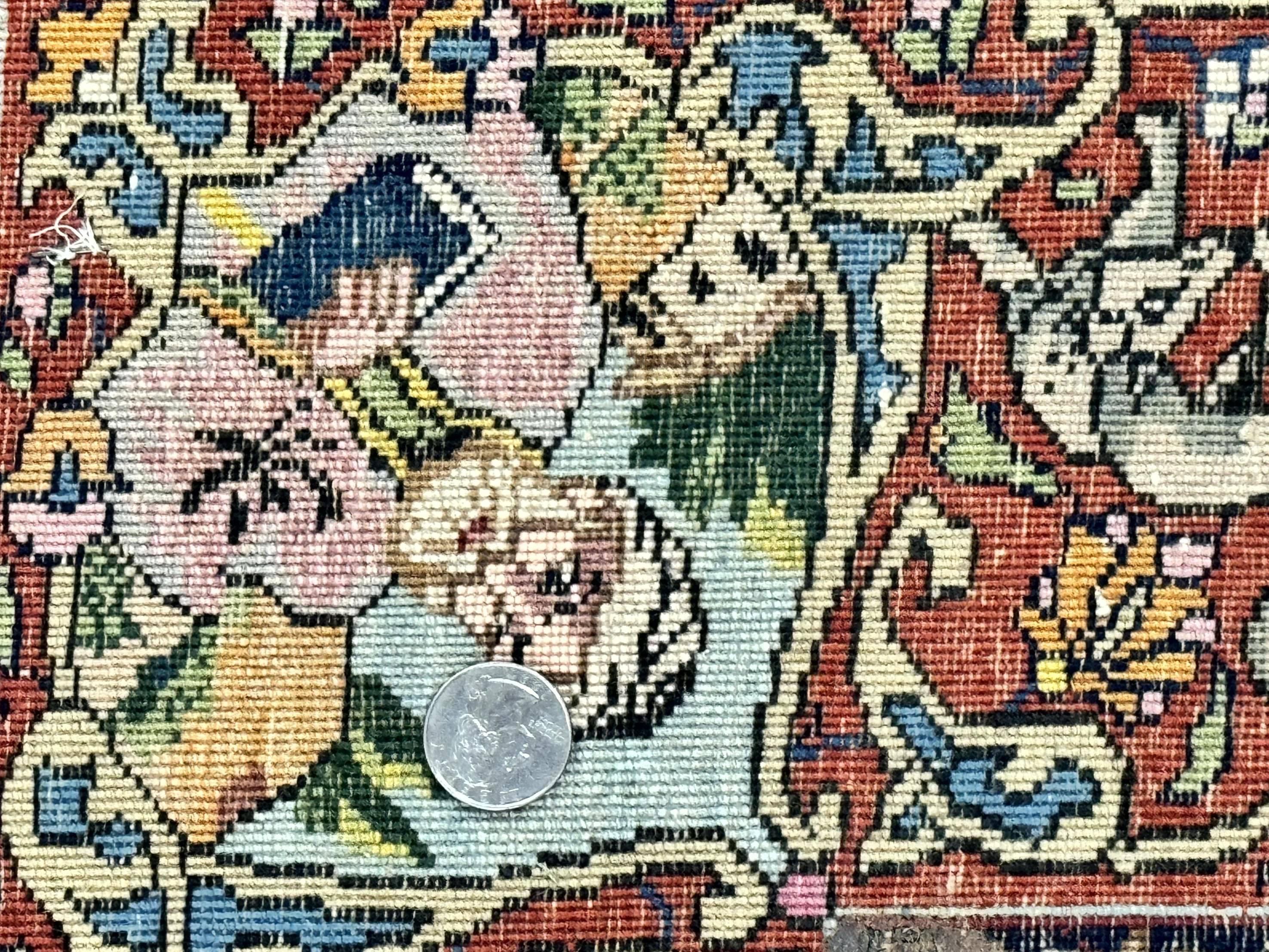 Wonderful Persian Kashan Pictorial Rug 4.7 x 6.5, Persian Rug for Wall Hanging, Handmade Antique Wool Carpet Animal Motifs Poetry Lovers, 240 KPSI - Jewel Rugs