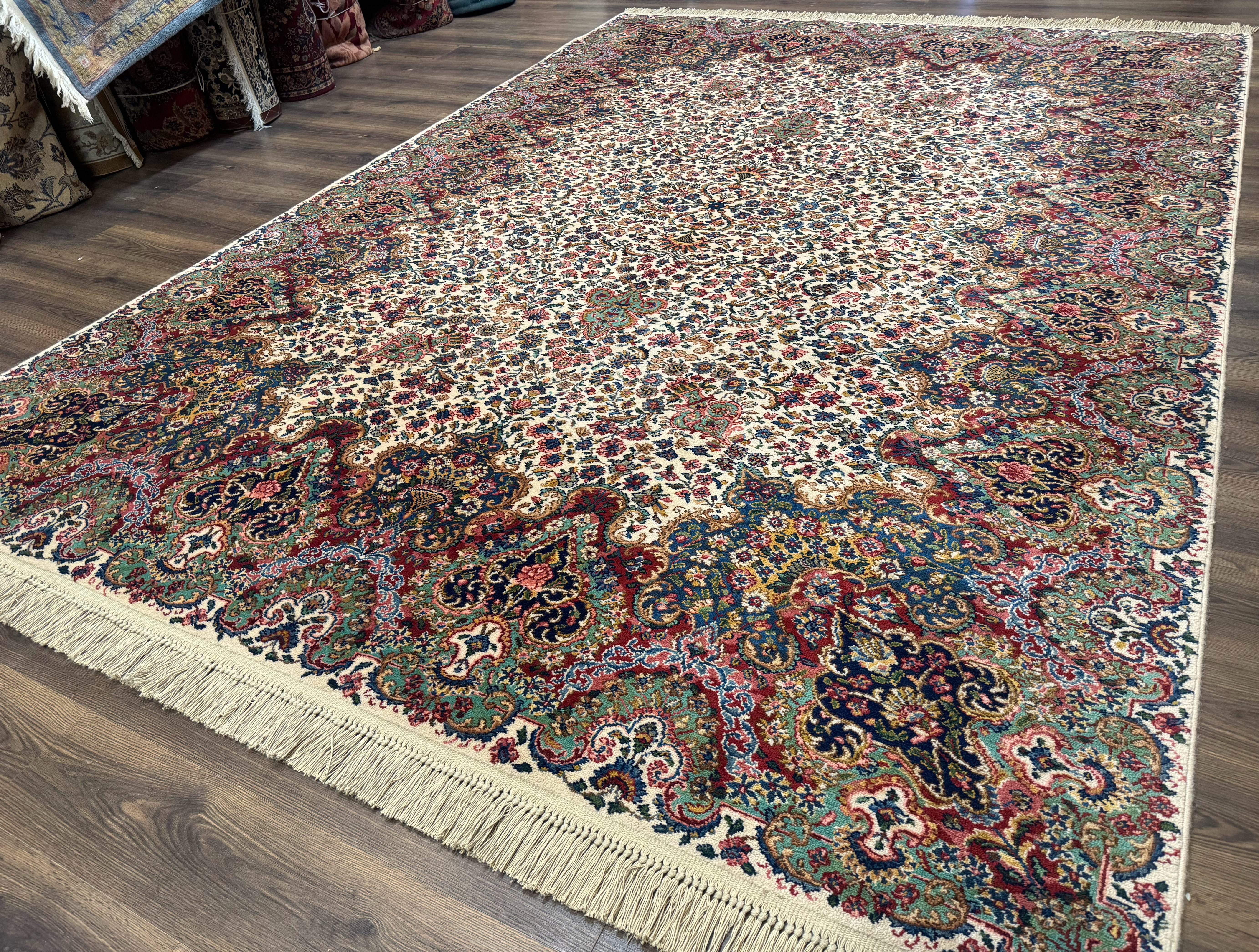 Karastan Rug #742 Floral Kirman 8.8 x 12, Wool Pile, Vintage Original Series, Rare - Jewel Rugs