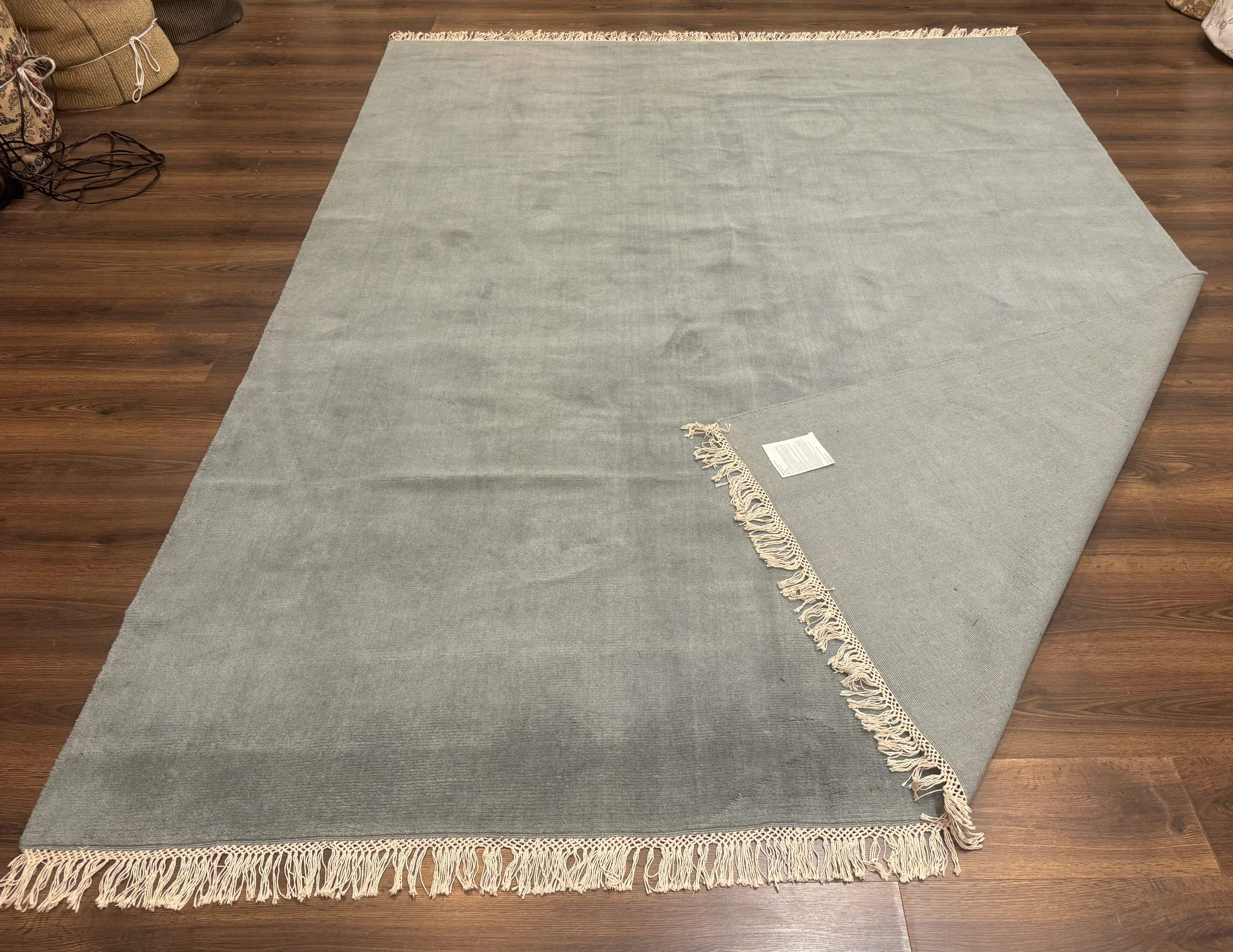 Modern Indian Rug 8x10, Wool, Smoke Blue, Pottery Barn - Jewel Rugs