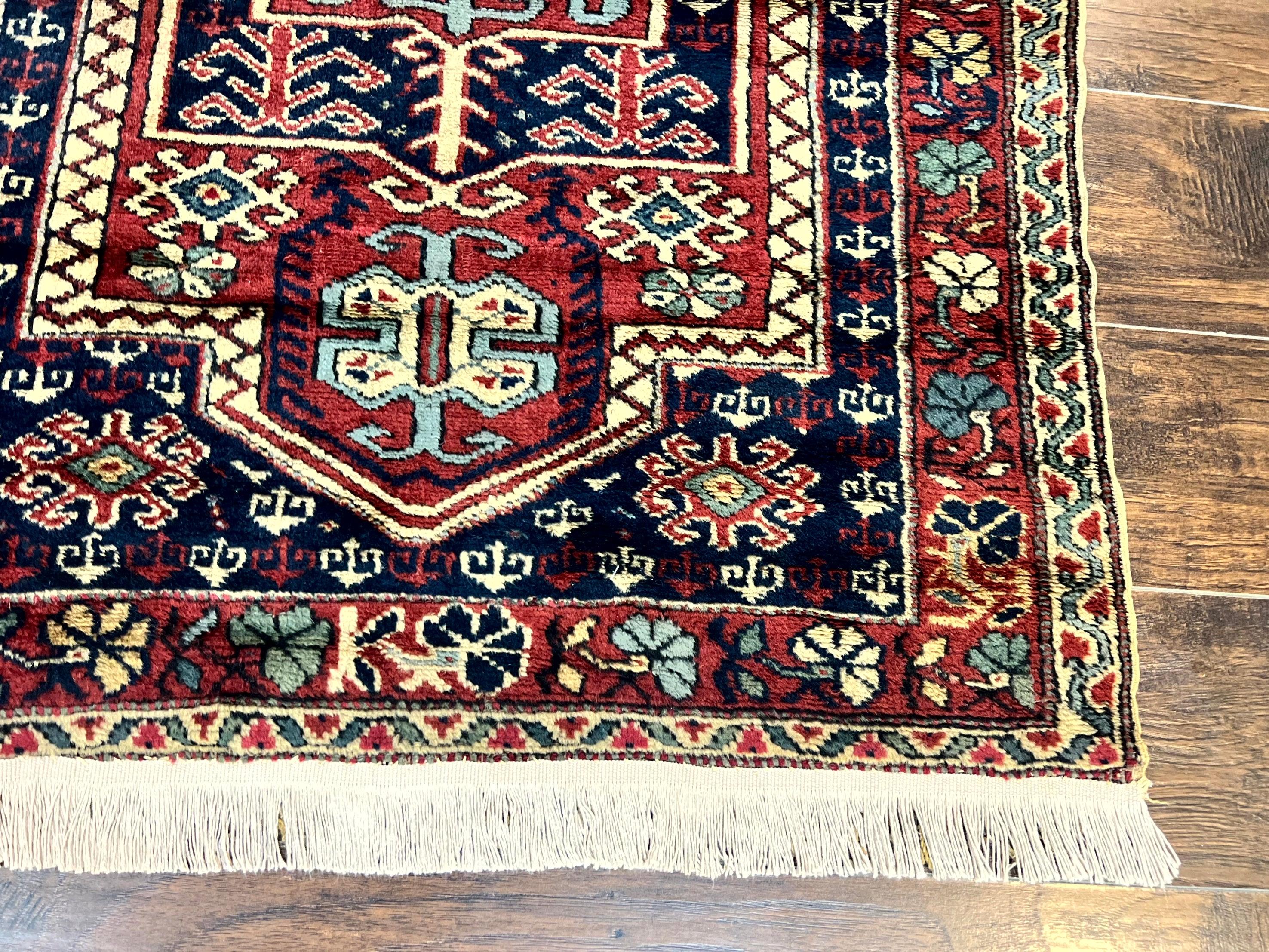Antique Turkish Sparta Rug 3x4, Geometric Caucasian Pattern, Vintage Handmade Tribal Wool Carpet - Jewel Rugs