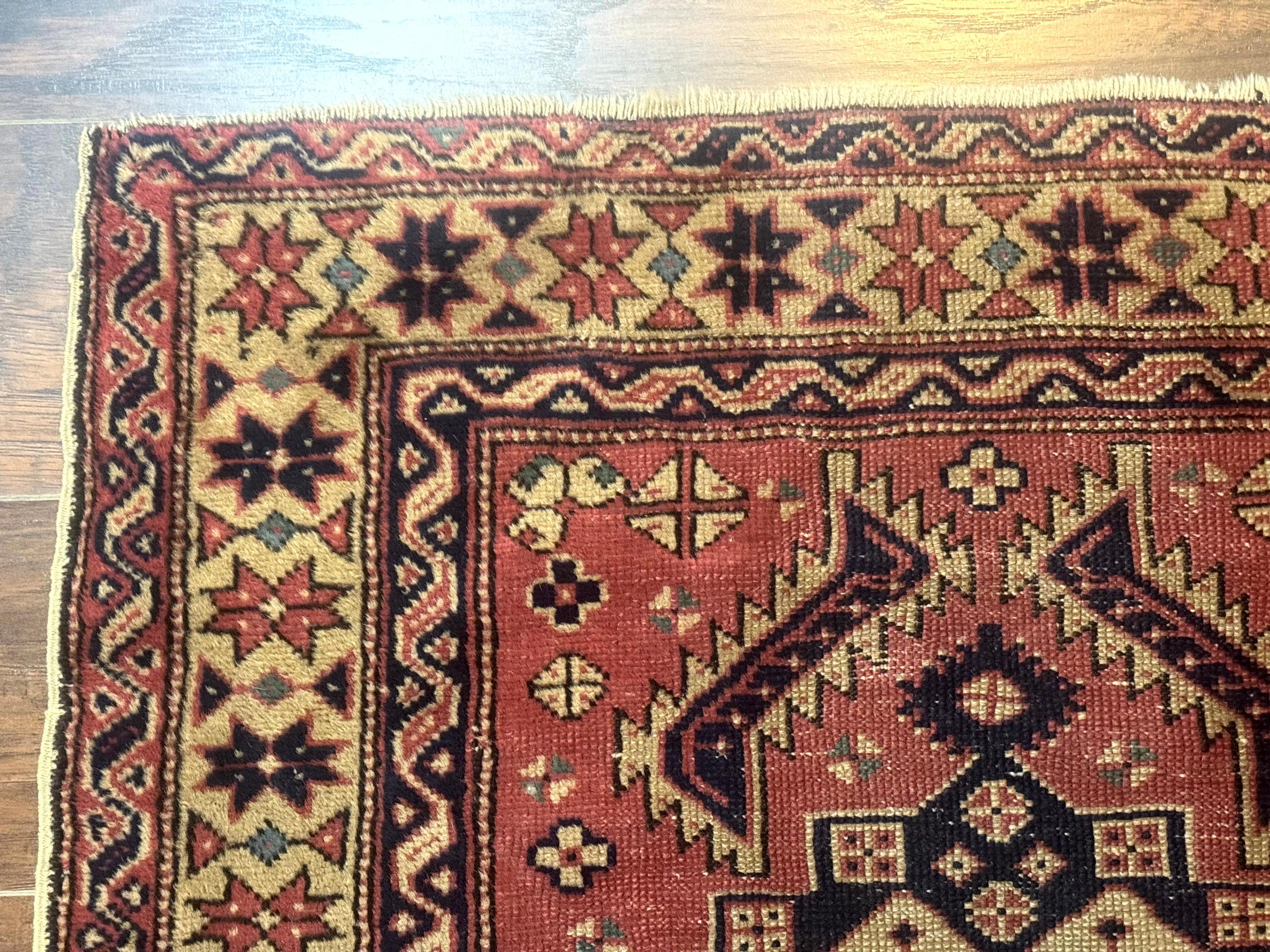 Antique Turkish Sparta Rug 3x6, Geometric Caucasian Kazak Pattern, Handmade - Jewel Rugs