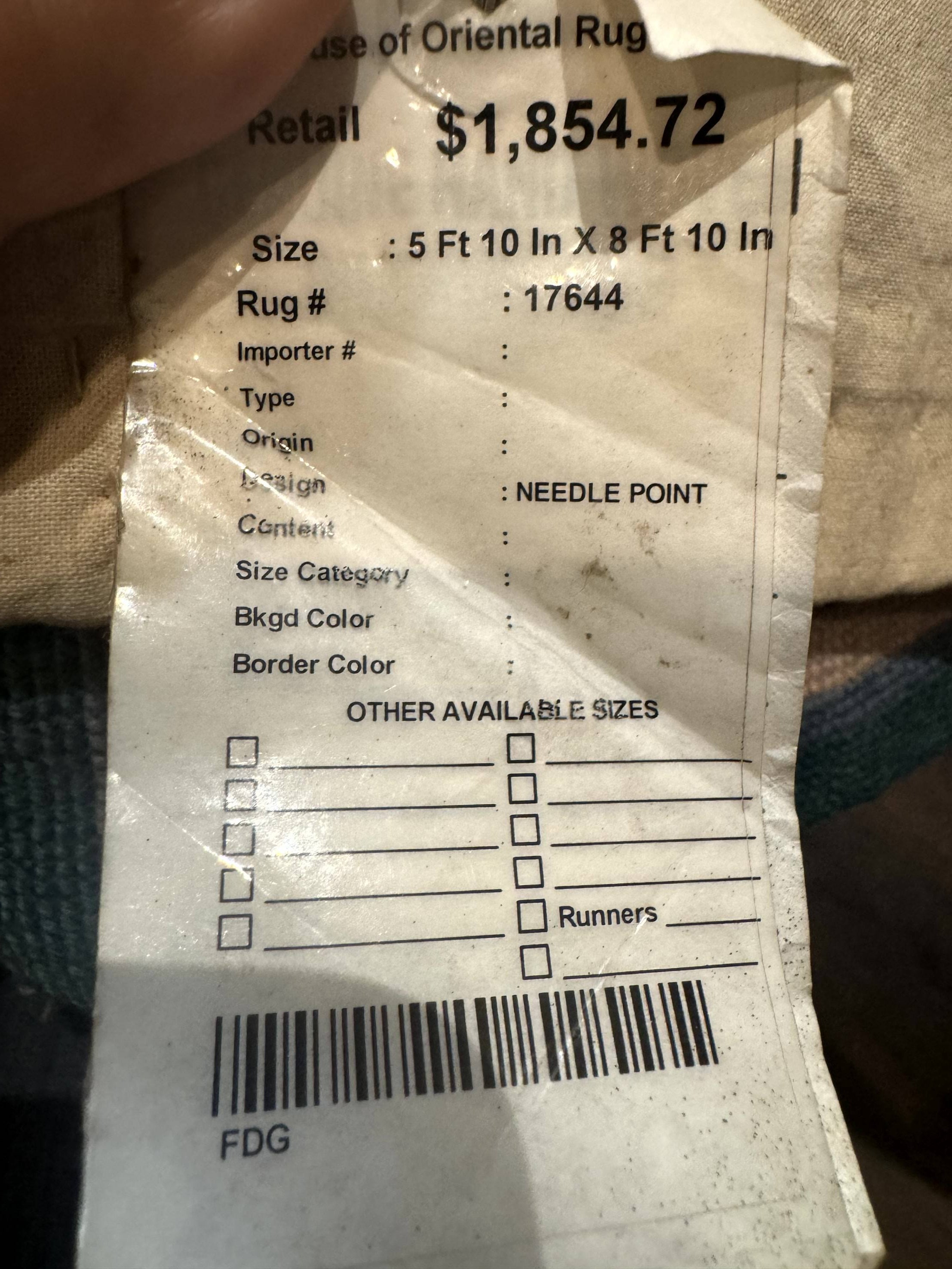 Teal Needlepoint Rug 6x9, Panel Design, Floral Bouquets, Handmade - Jewel Rugs