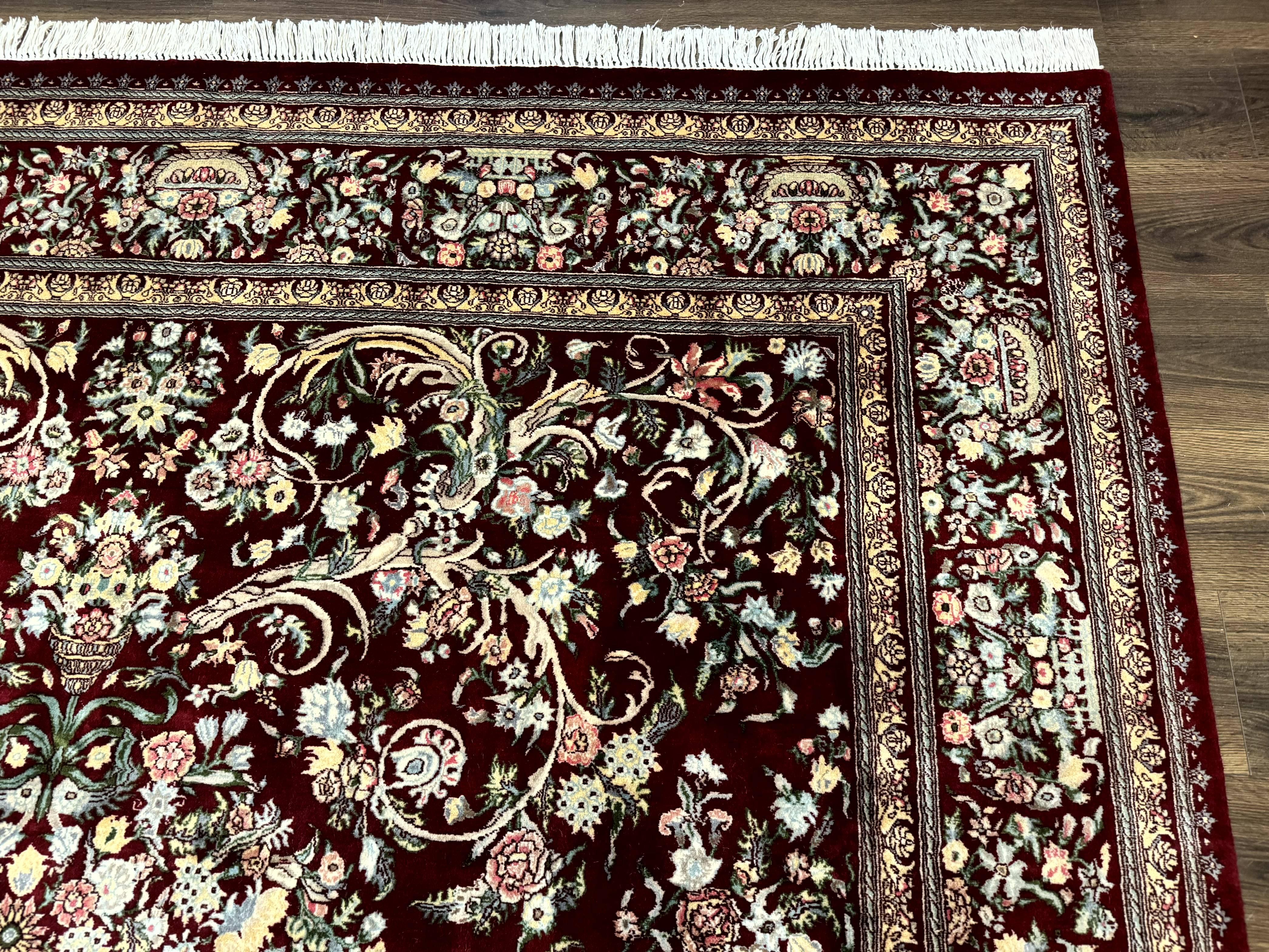Burgundy Persian Rug 8x10, Pak Persian Floral Carpet, Very Fine 300 KPSI - Jewel Rugs