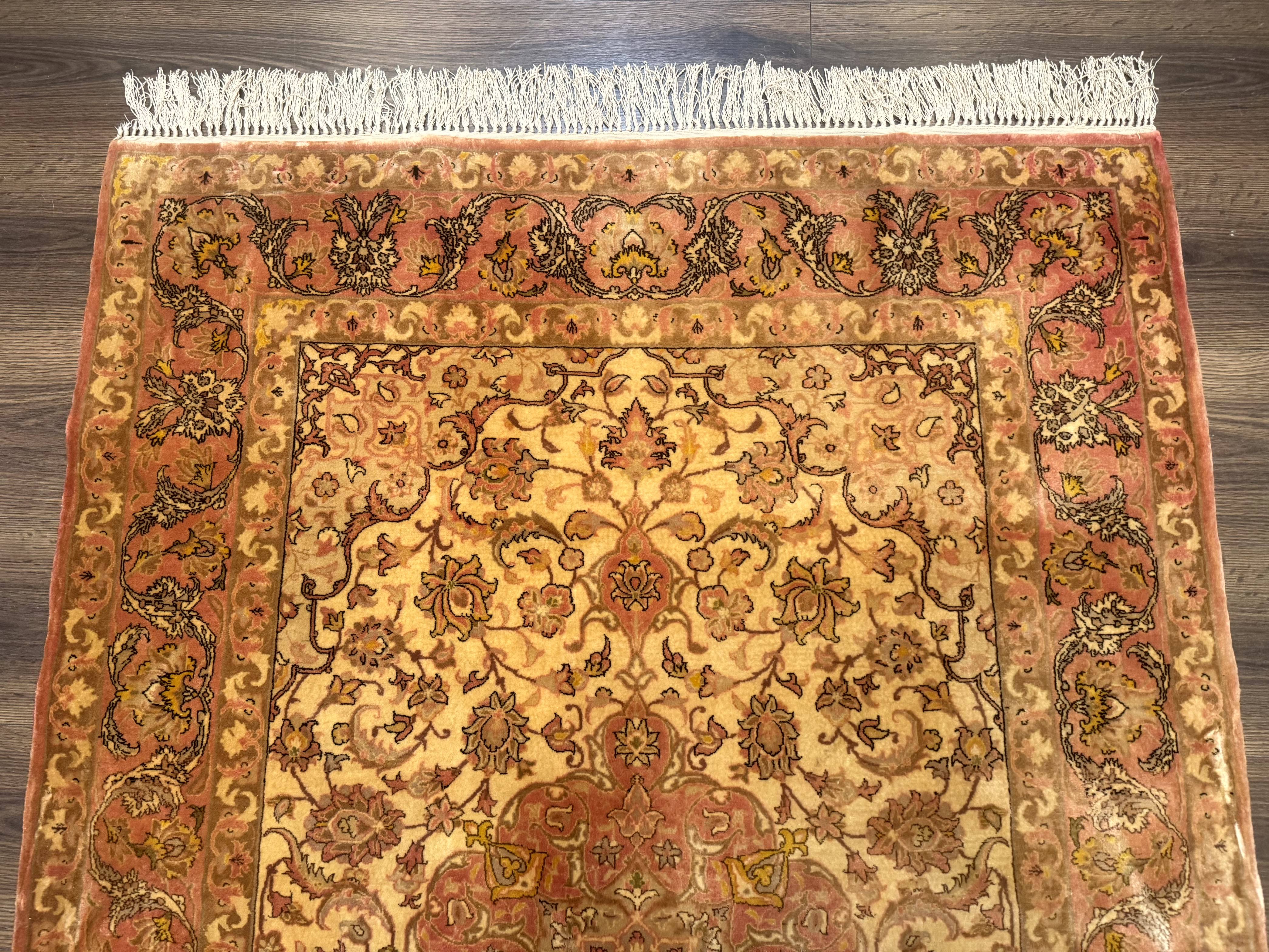 Persian Isfahan Rug 3x5 Fine 550 KPSI Kork Wool on Silk - Jewel Rugs