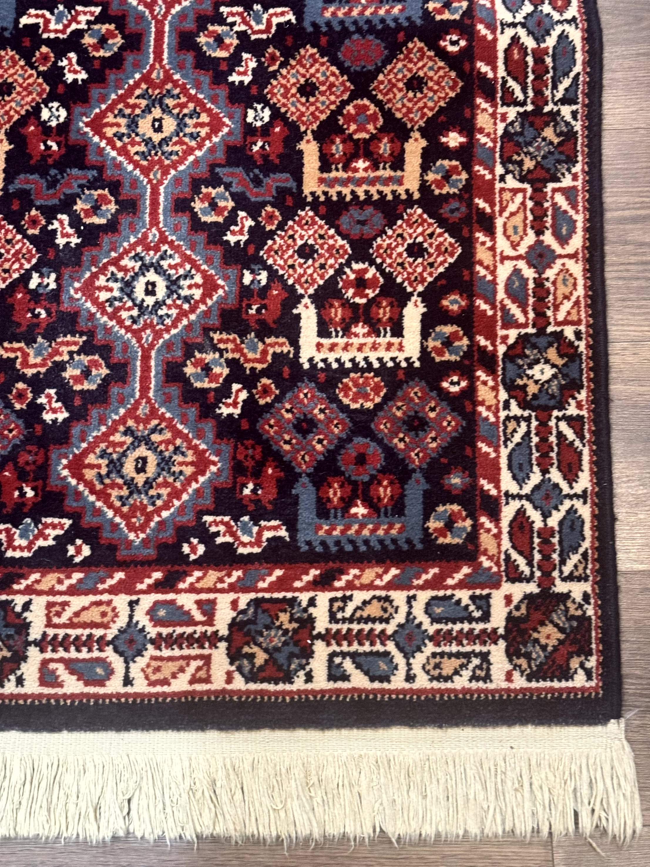 Small Karastan Rug 3x4, Yuruk Collection, Wool, Tribal, Geometric, Navy Blue - Jewel Rugs