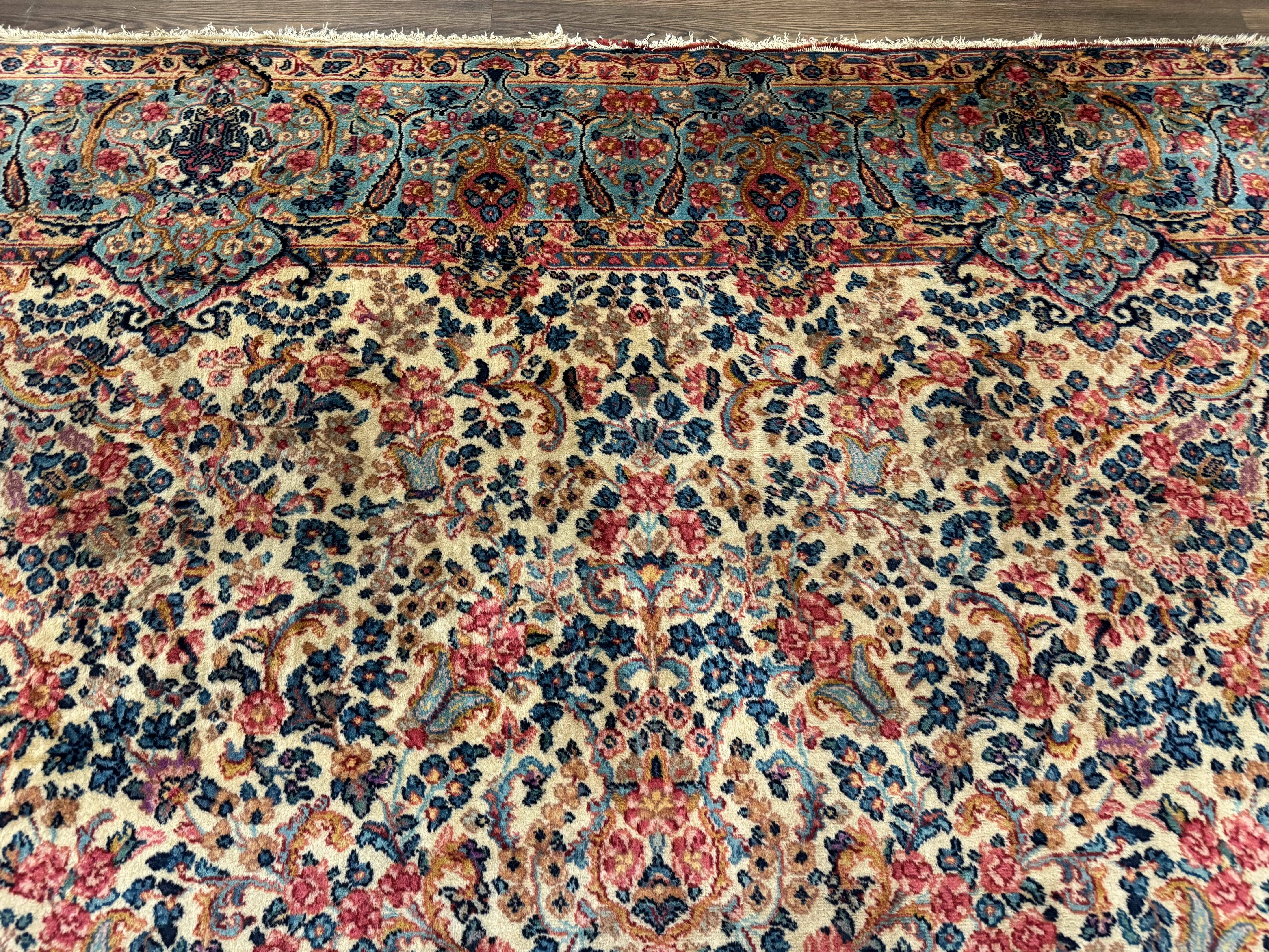 Antique Karastan Floral Kirman Rug 10x14, Wool Discontinued Karastan Carpet - Jewel Rugs