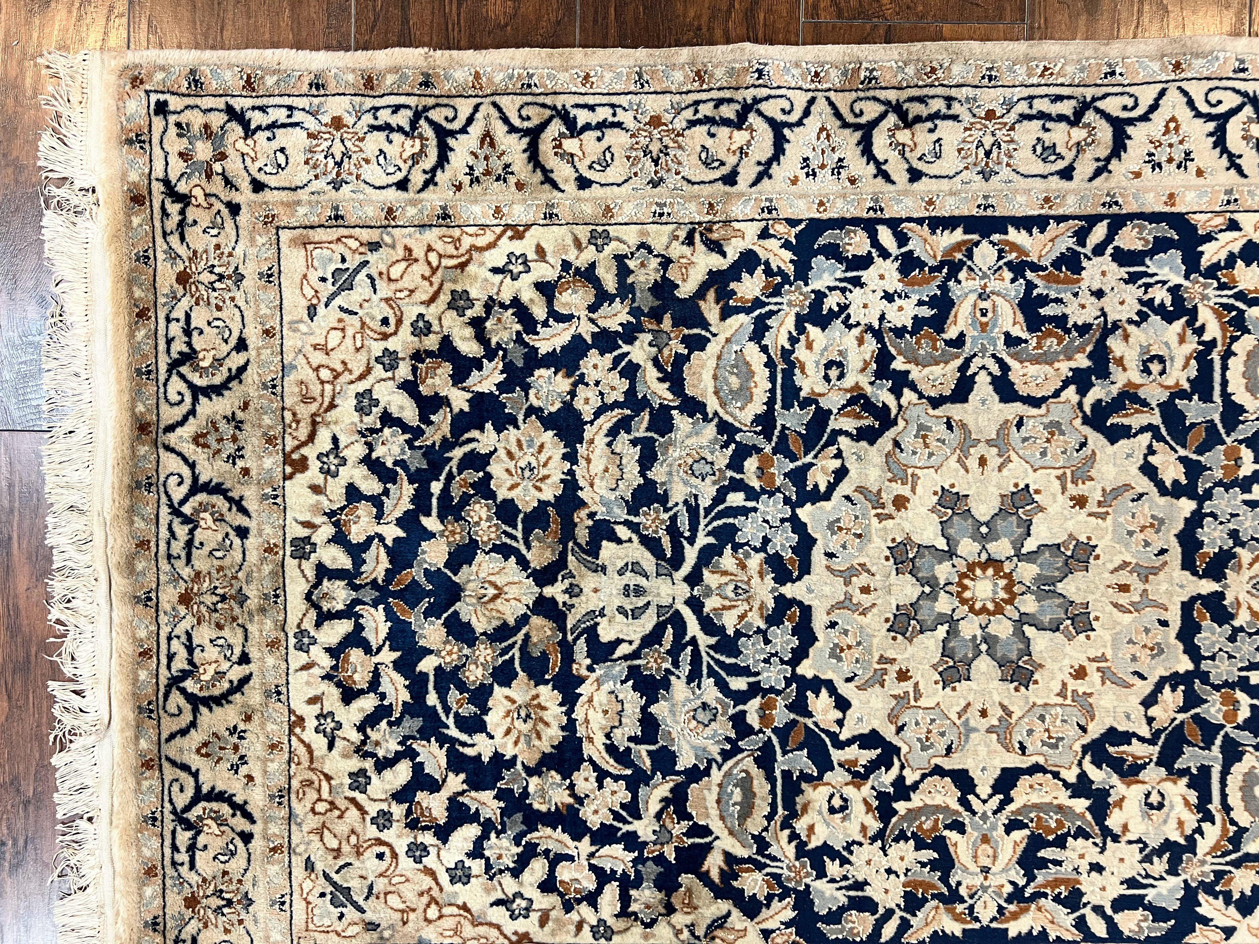 Persian Nain Rug 3x5, Floral Medallion Oriental Carpet, Very Fine Hand Knotted Handmade Wool and Silk Highlights Rug, Vintage Semi Antique - Jewel Rugs