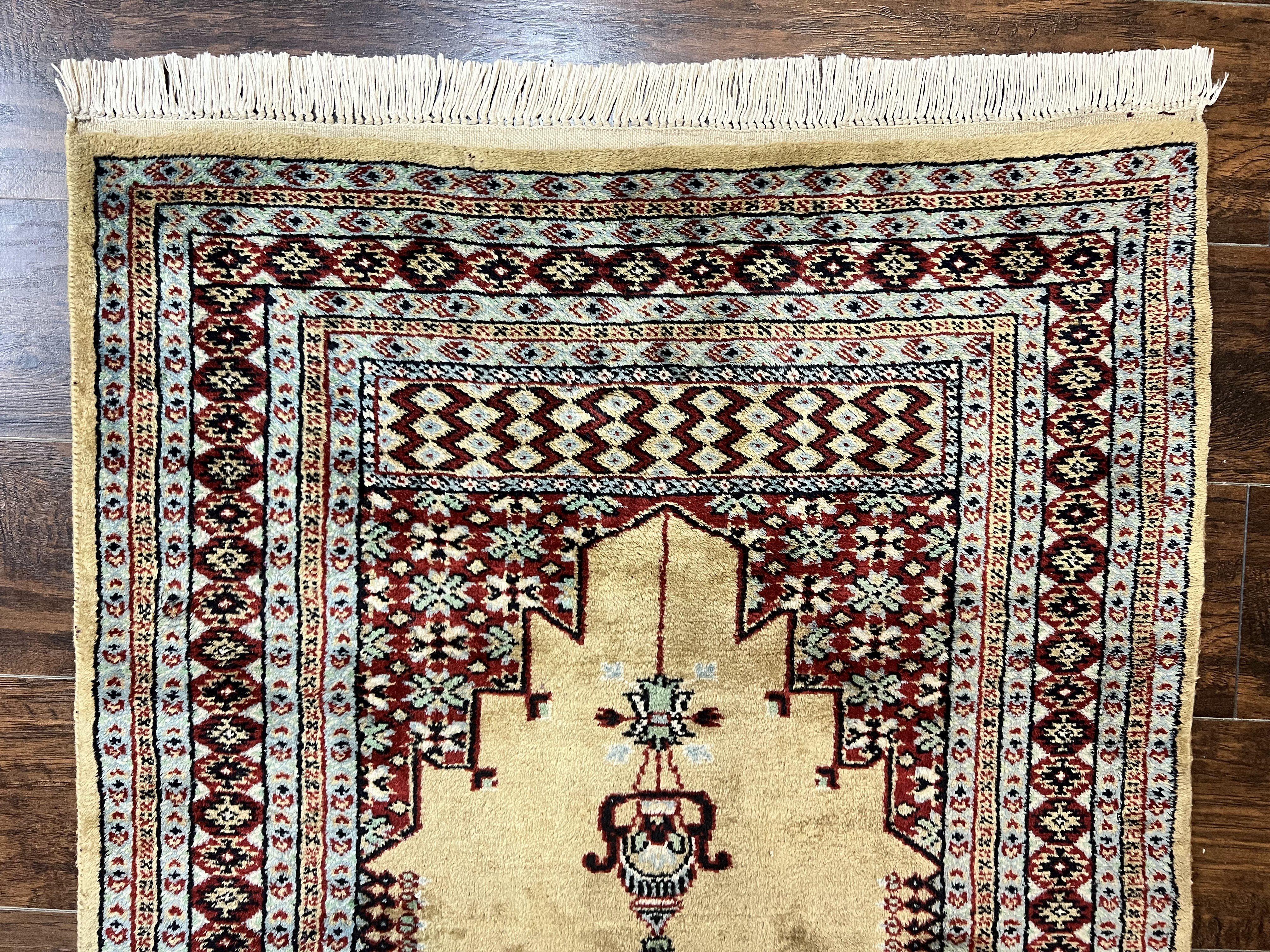 Bokhara Prayer Rug 3x5, Pakistani Turkoman Carpet, Tan, Handmade Vintage Wool Carpet - Jewel Rugs