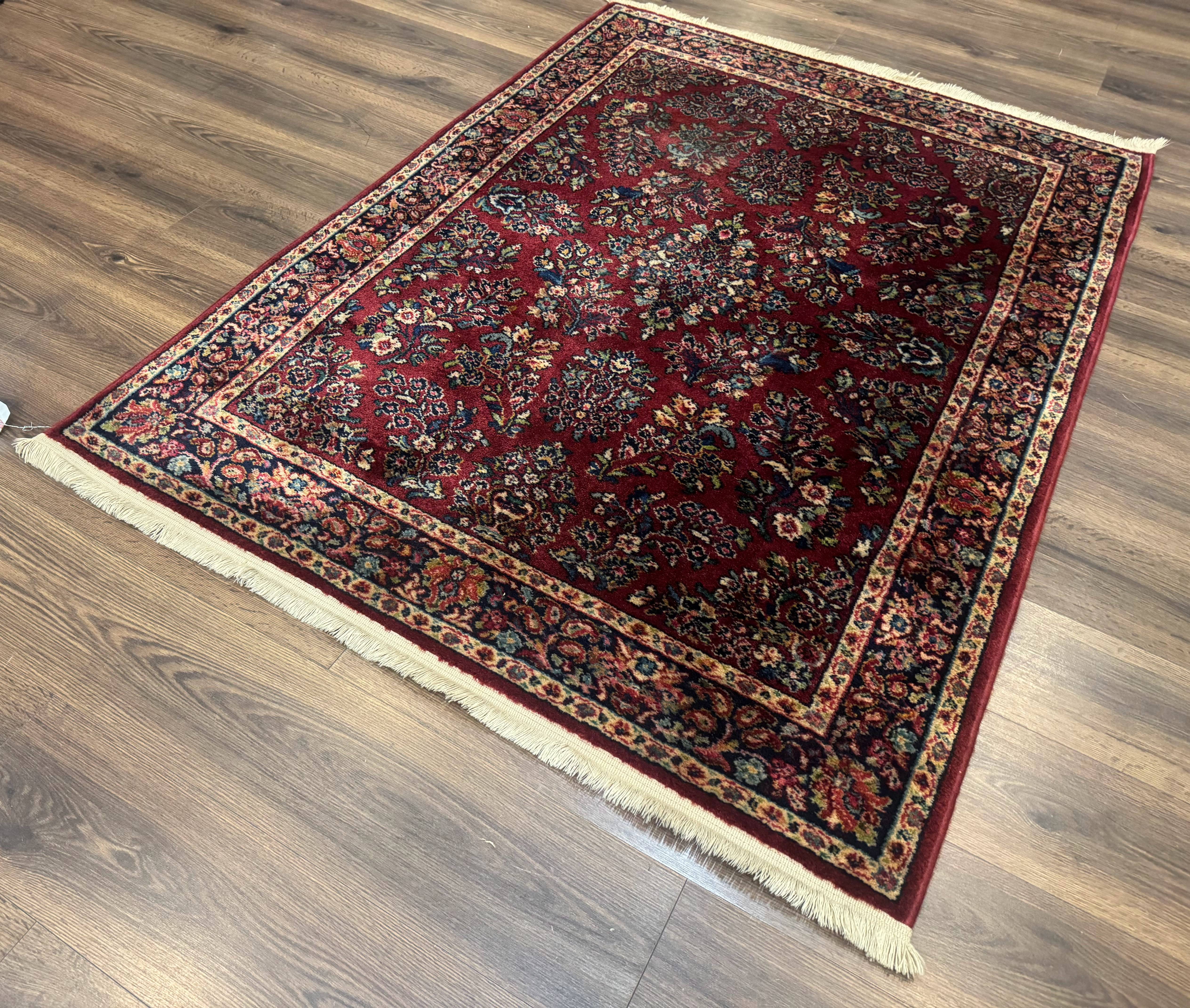 Karastan Rug 4x6 Red Sarouk #785, Wool Pile Original 700 Series, Vintage Discontinued - Jewel Rugs