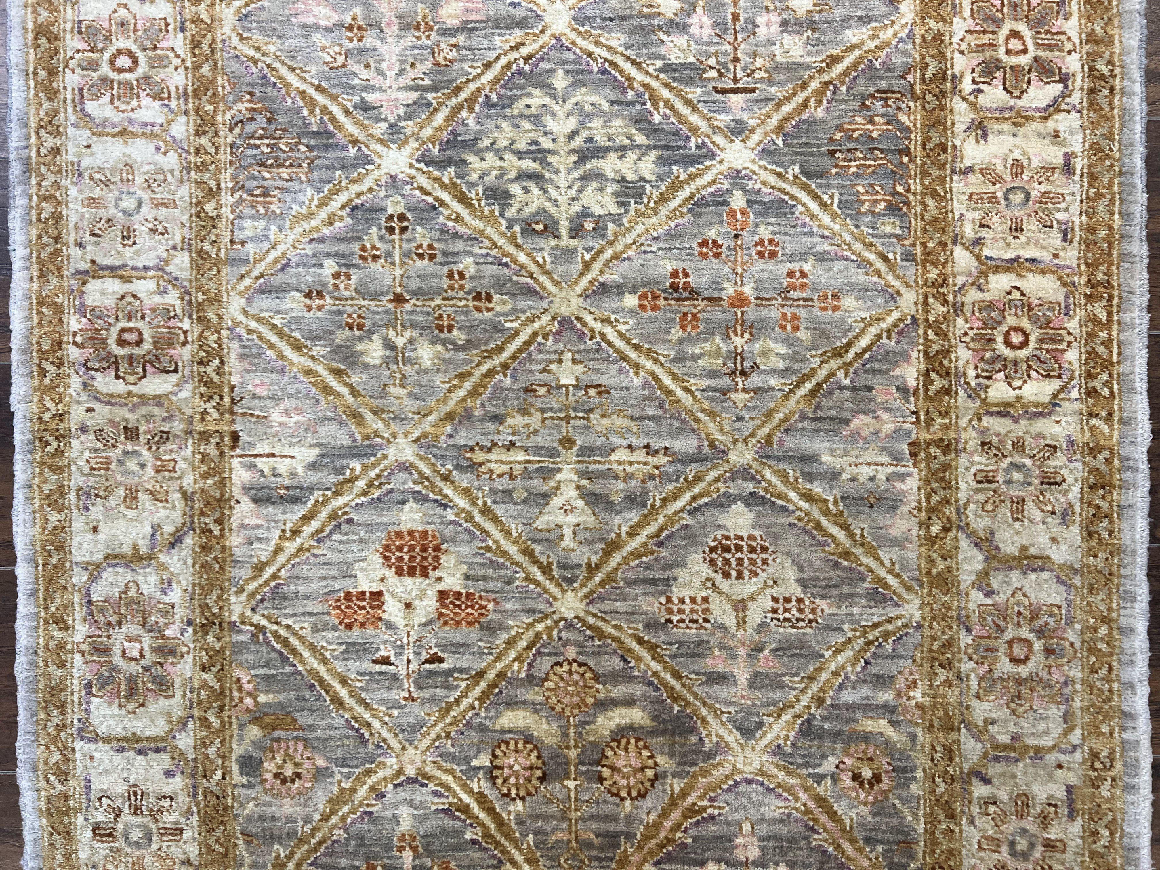 Pakistani Peshawar Rug 3.6 x 5, Safavieh Wool Handmade Hand Knotted Vintage Rug, Panel Design Oriental Carpet, Pair C - Jewel Rugs