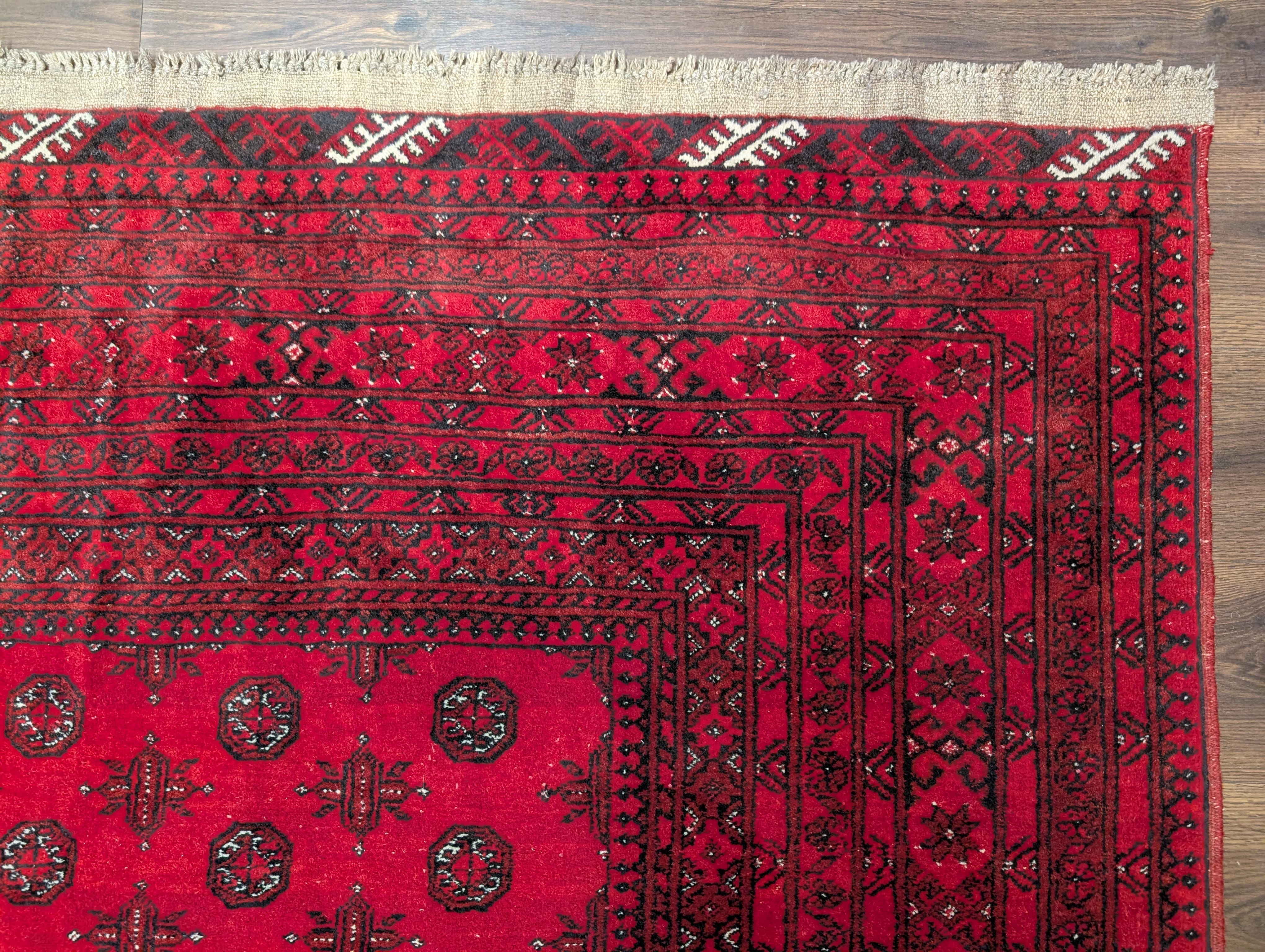 Red Afghan Turkoman Rug 7x9, Bokhara Rug, Wool, Tribal, Hand Knotted - Jewel Rugs