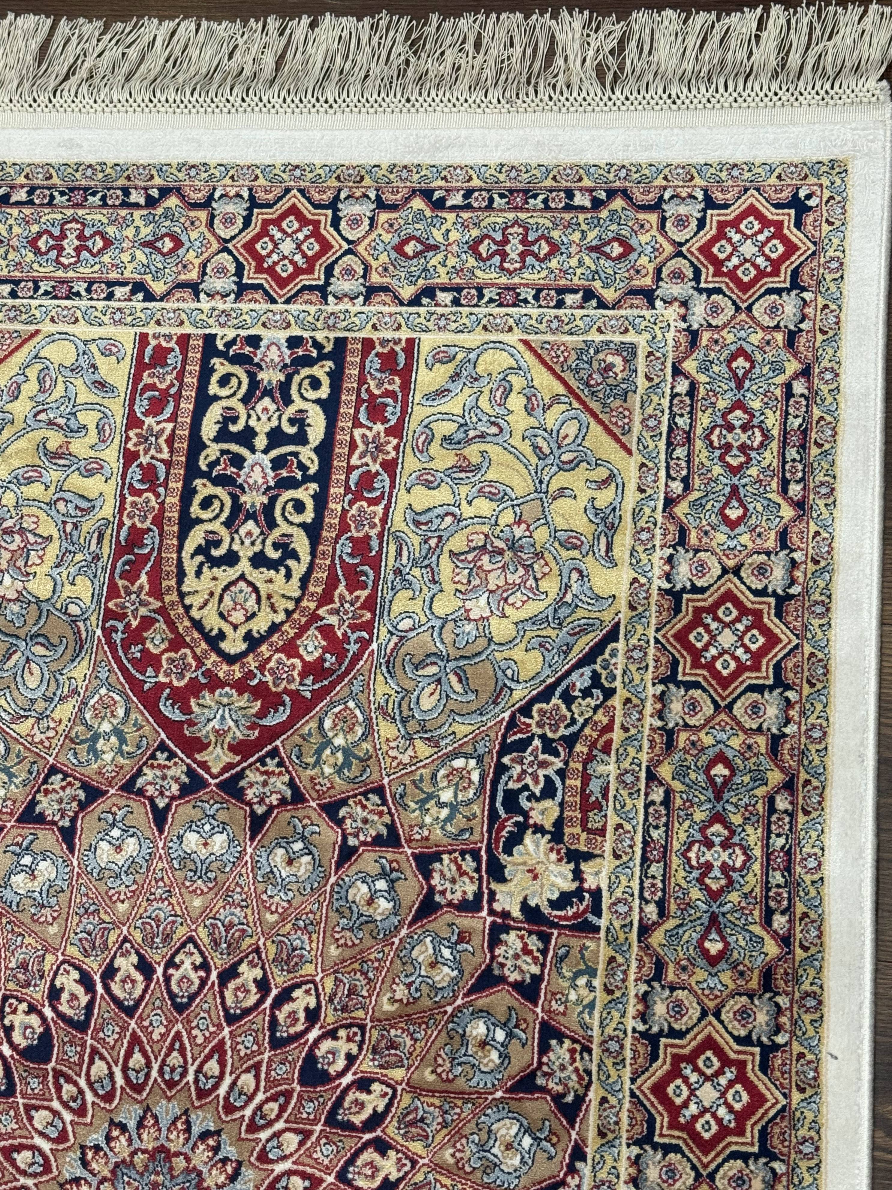 Turkish Silk Runner Rug 2.6 x 10, Dome Design, Hereke Runner, Bamboo Silk, New - Jewel Rugs