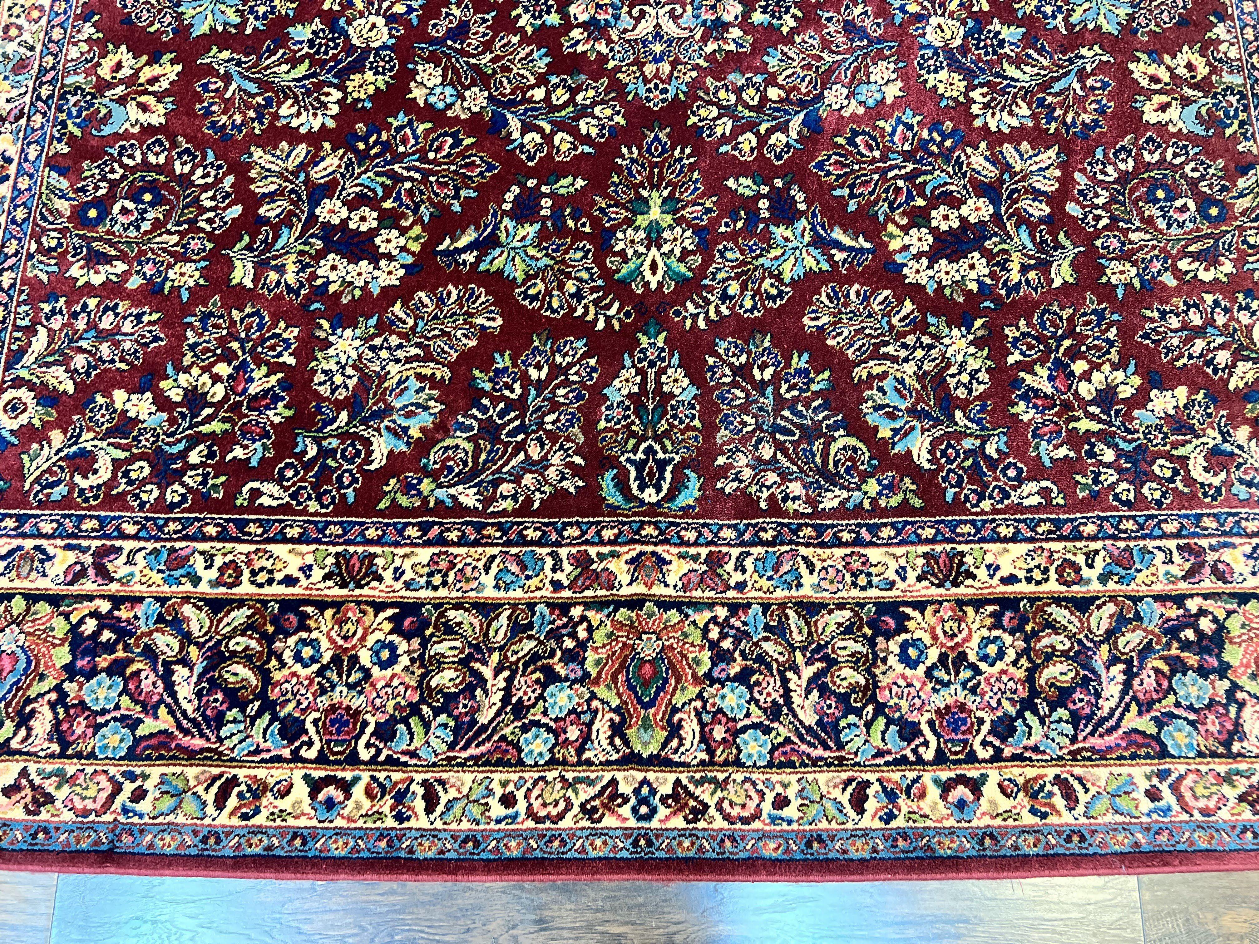 Square Karastan Rug, Red Sarouk Rug #785, Karastan Wool Rug 9x9 ft, Wool Karastan Carpet, Original 700 Series, Rare Size 9 x 9 - Jewel Rugs