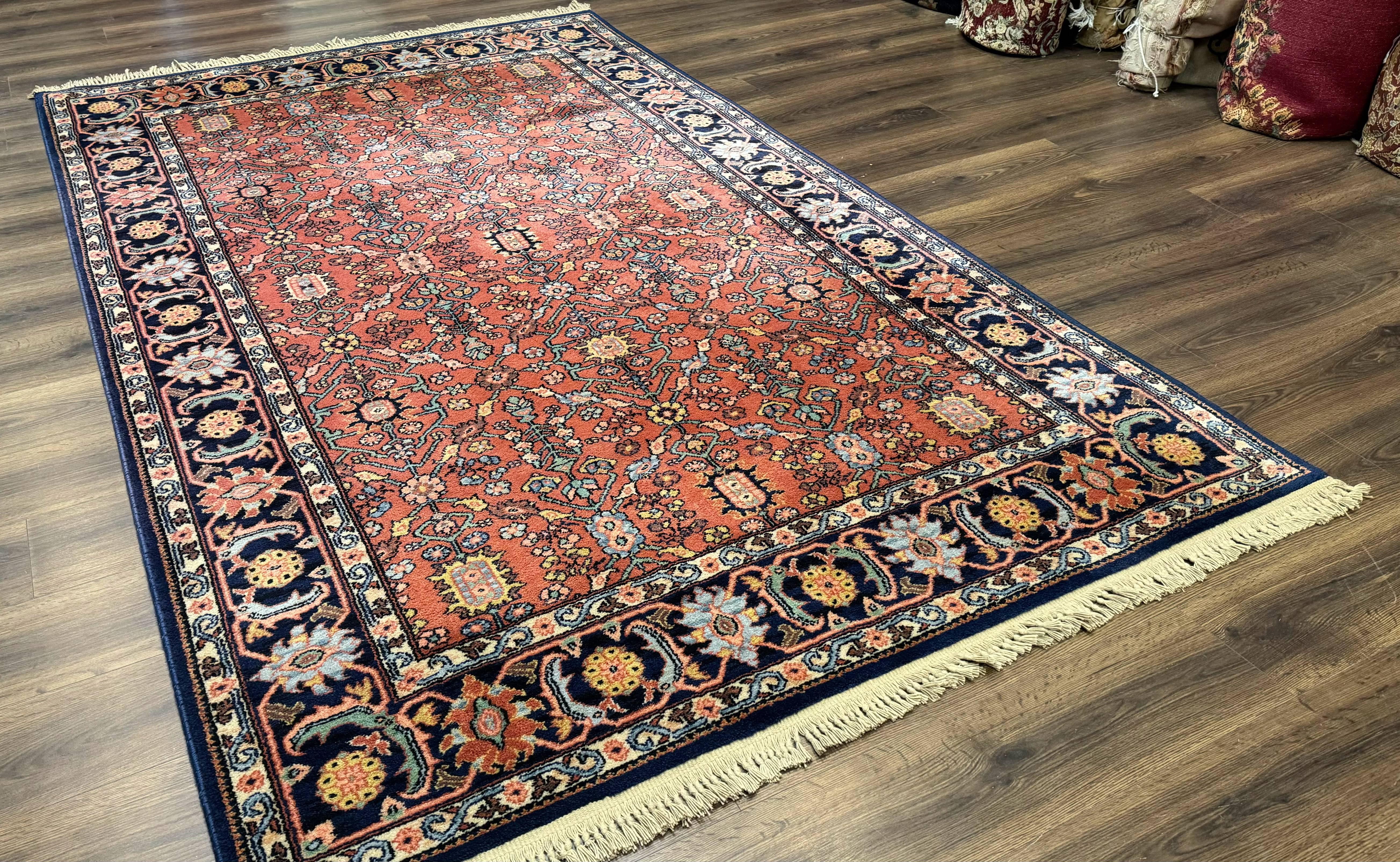 5.9 x 9 Karastan Serapi Rug #729, Wool Karastan Carpet, Original 700 Series, Red and Dark Blue, Discontinued, 6x9 Vintage Karastan, Rare - Jewel Rugs