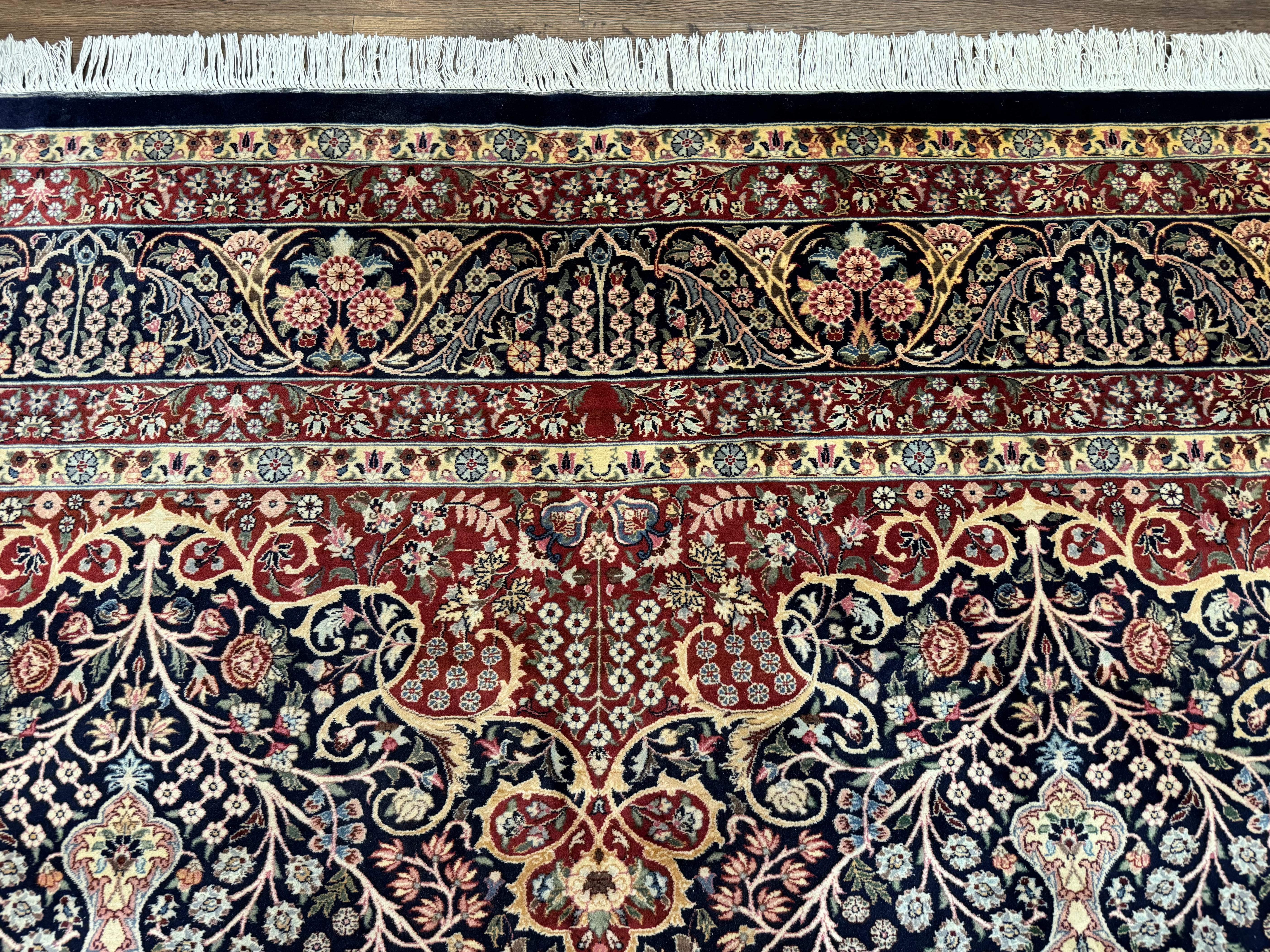 Pak Persian Rug 9x12, Very Fine 270 KPSI, Navy Blue & Dark Red - Jewel Rugs