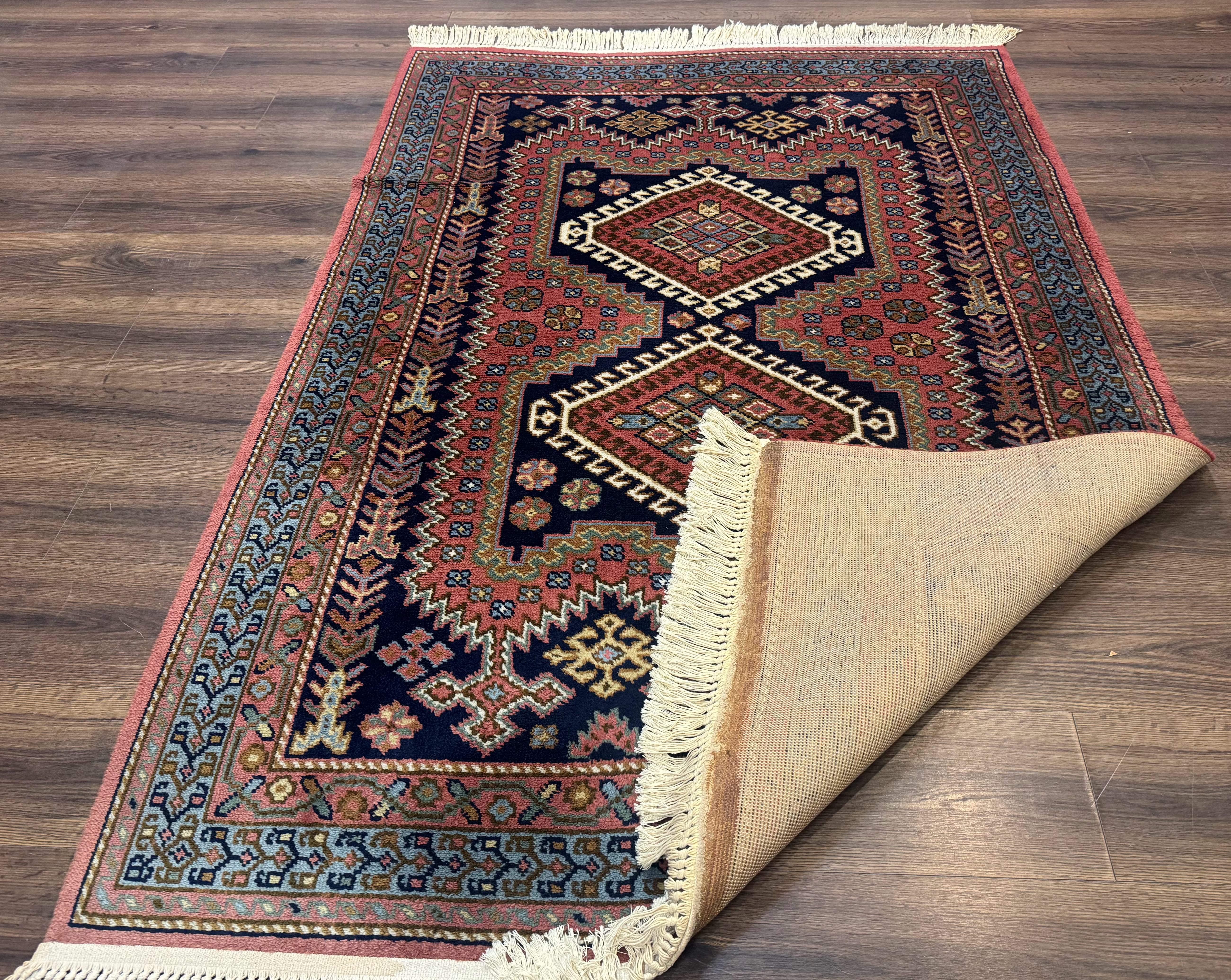 5x7 Persian Tribal Design Rug, Wool, Geometric Medallions, Vintage, Power Loomed - Jewel Rugs