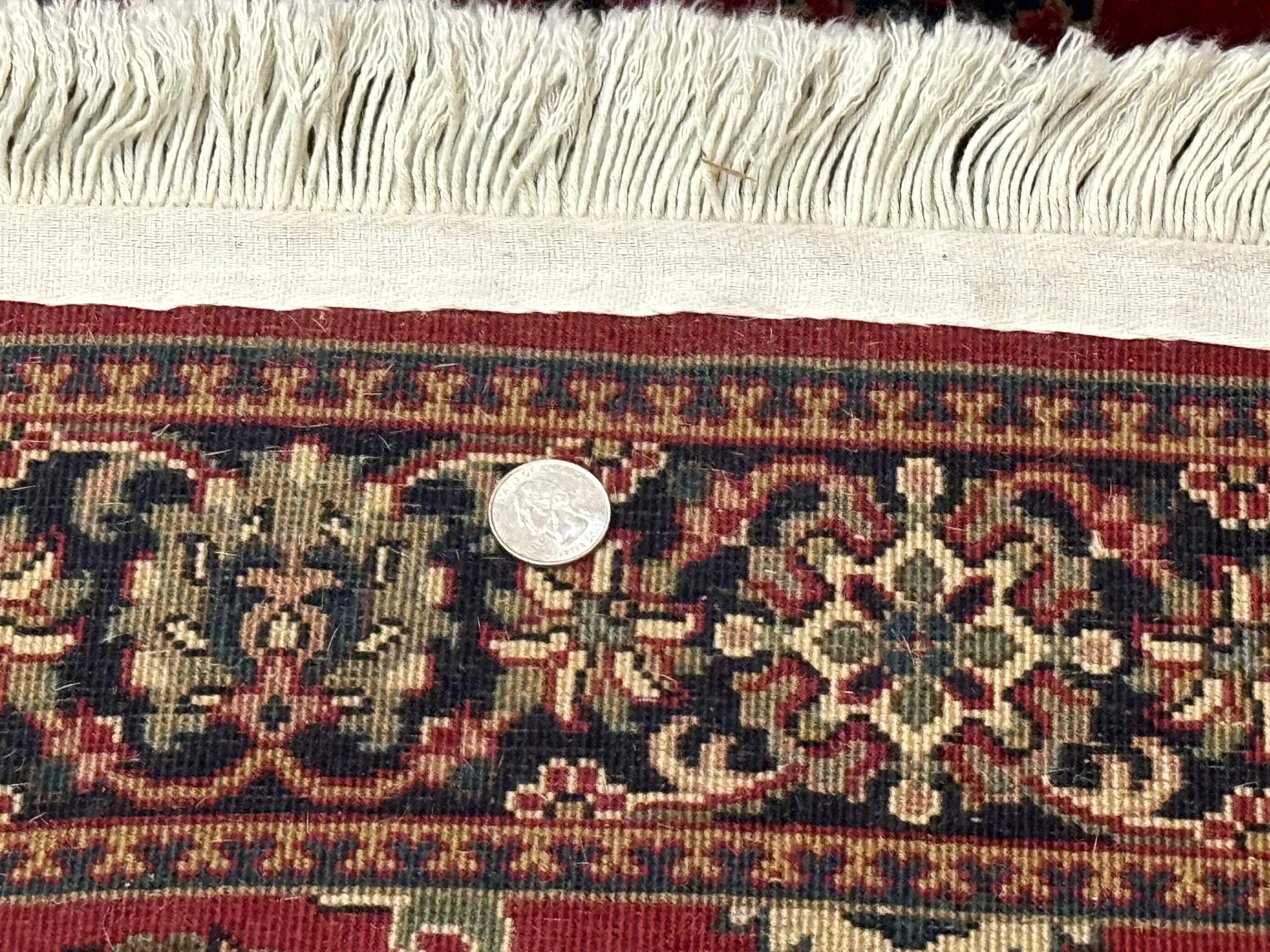 Indo Persian Sarouk Rug 2x4, Small Oriental Carpet, Red and Navy Blue, Fine 200 KPSI - Jewel Rugs