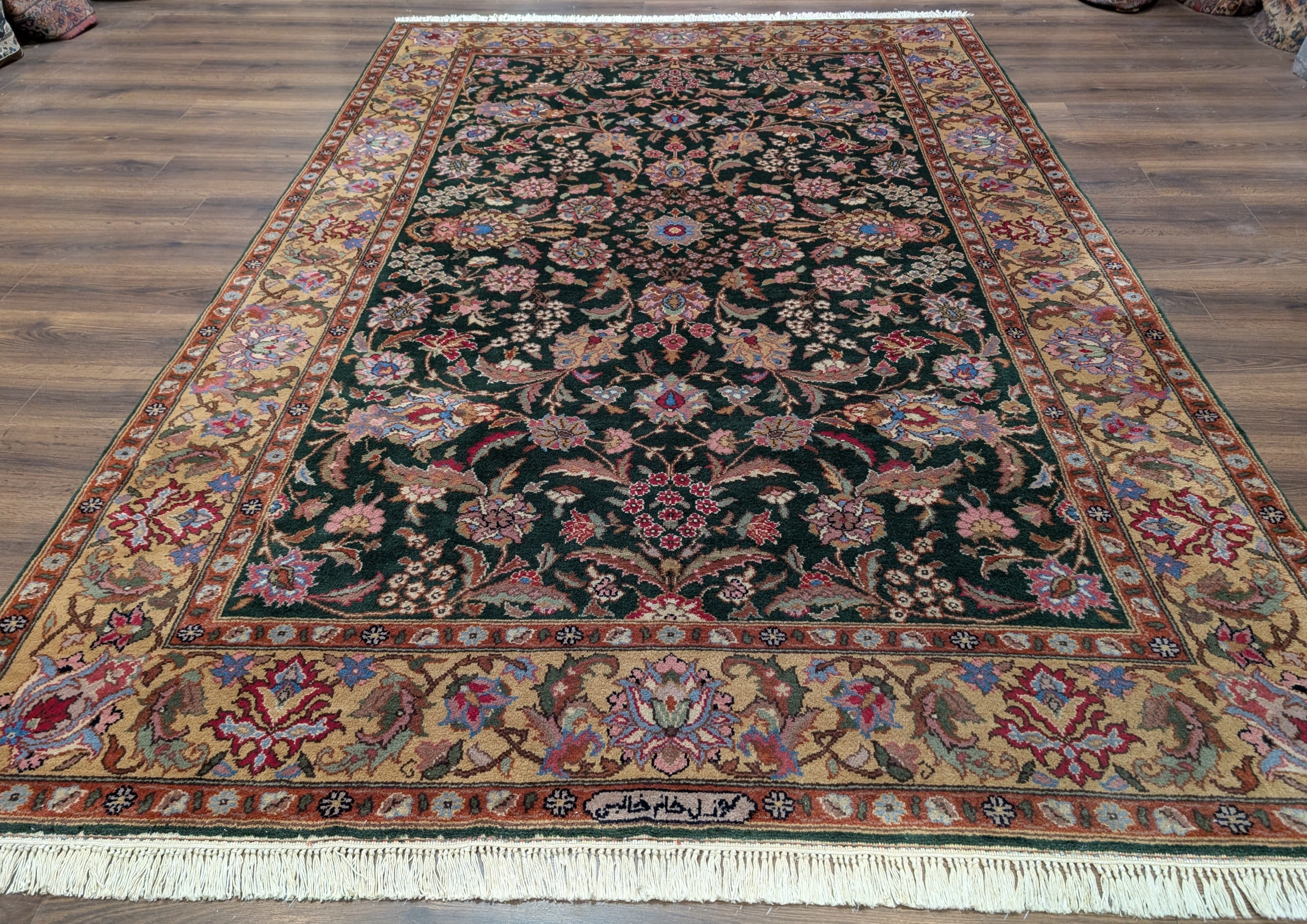 Romanian Rug 7x10, Signed By Master Weaver, Forest Green, Oriental Carpet - Jewel Rugs