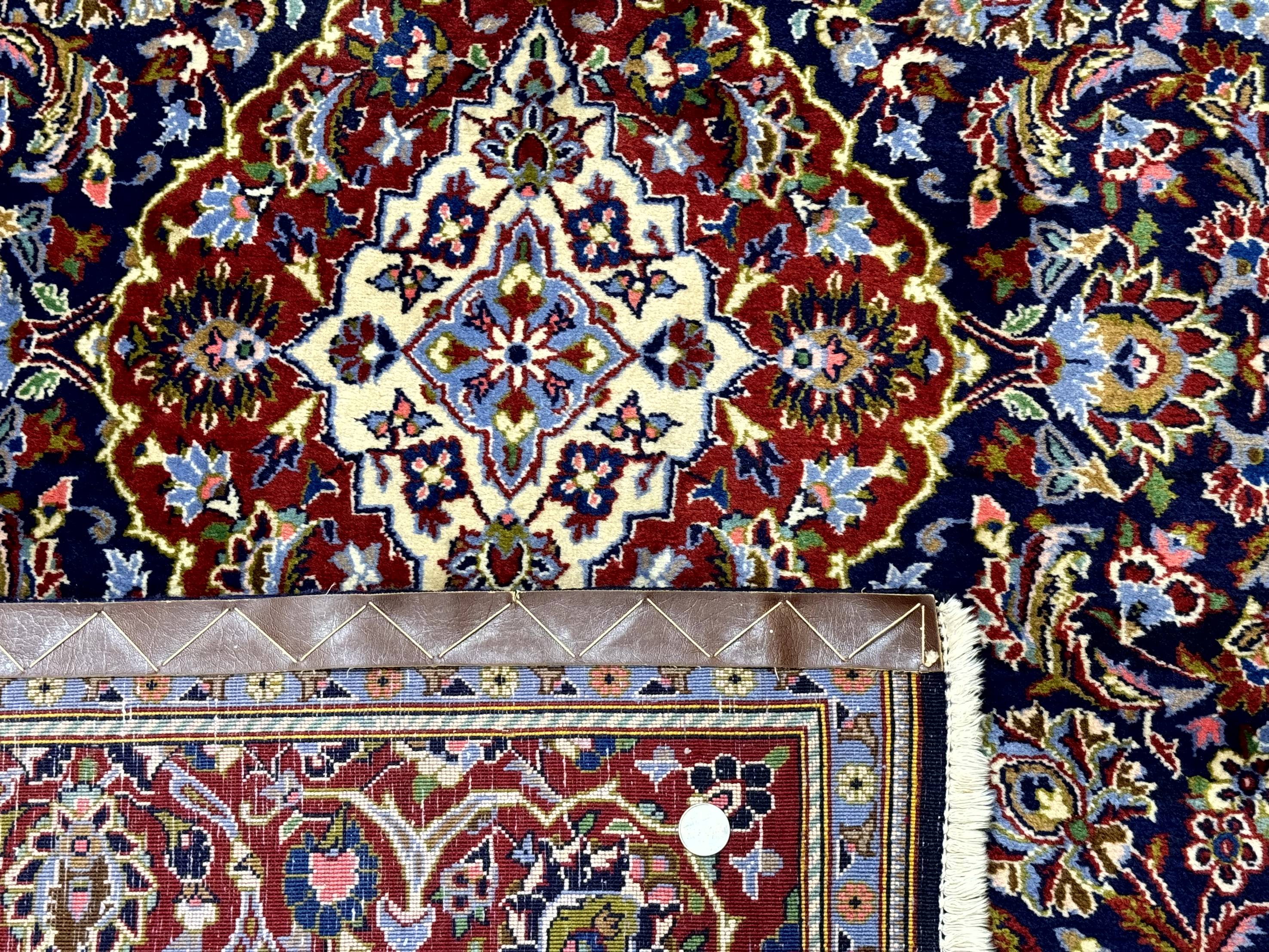 Navy Blue Persian Kashan Rug 5x7, Antique, Wool Hand Knotted Carpet - Jewel Rugs