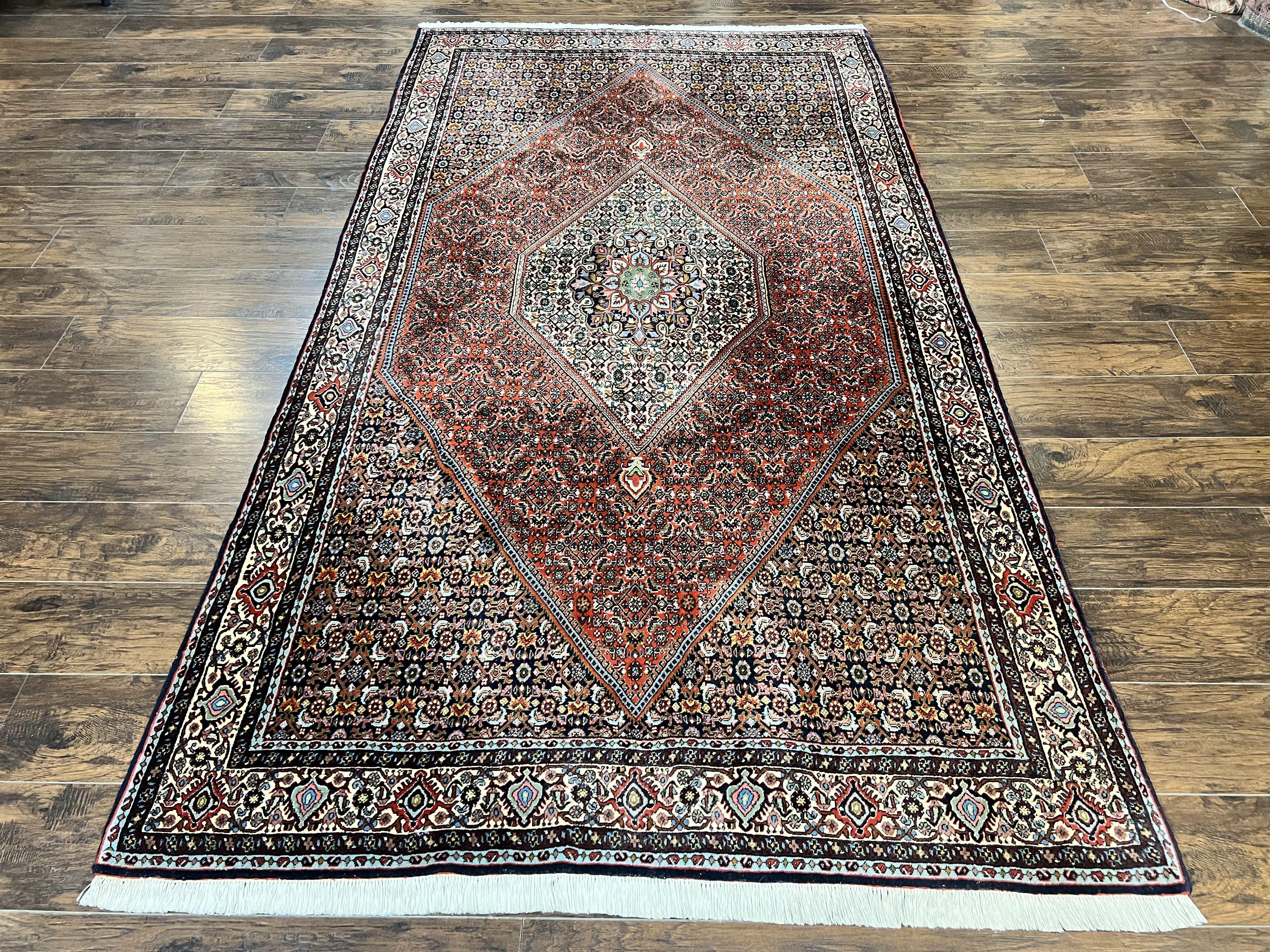 Persian Bidjar Rug 5x10, Wool Hand Knotted Vintage Carpet, Highly Detailed, Mahi Herati Pattern, 5 x 10 Oriental Rug - Jewel Rugs