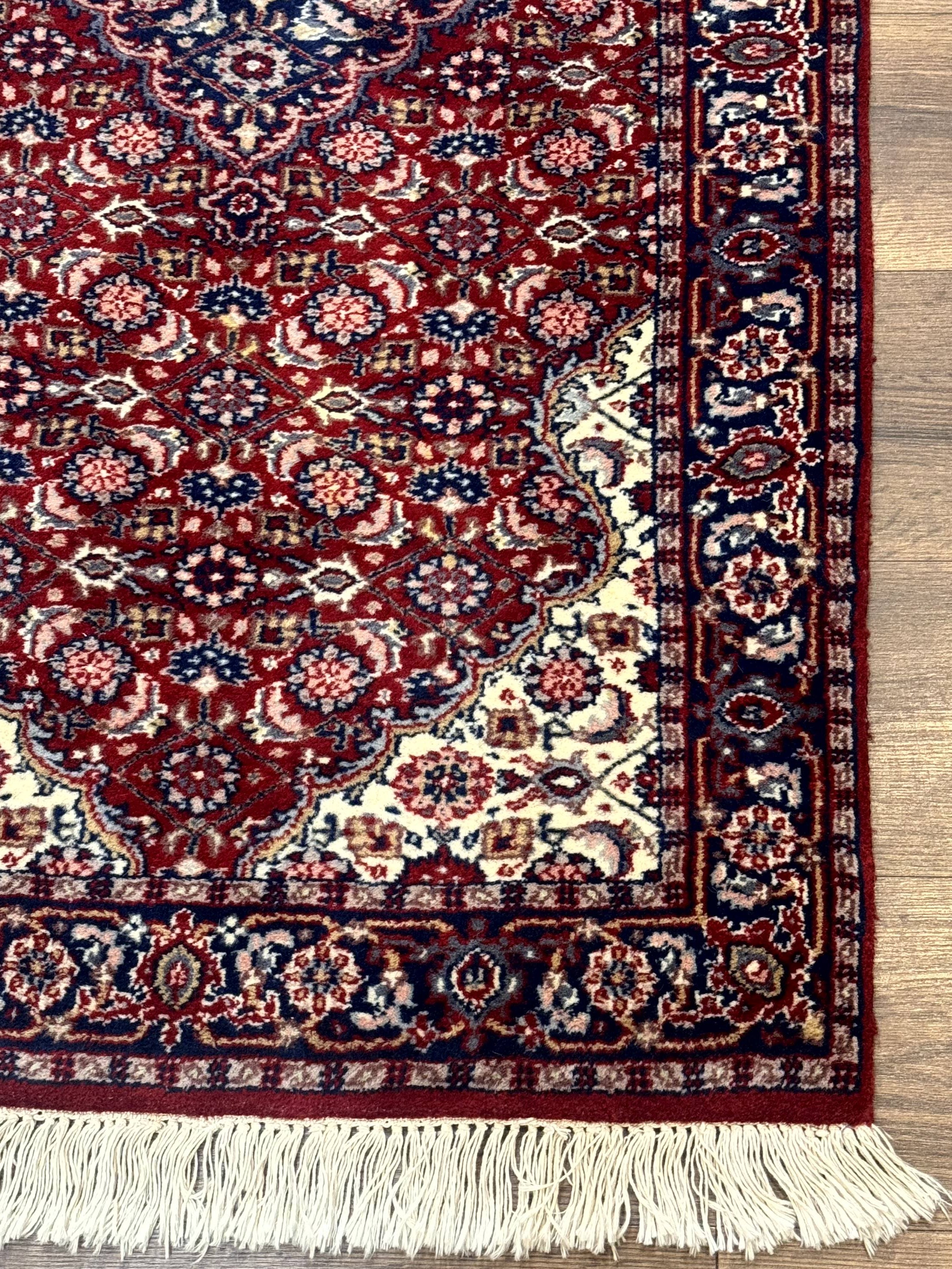 Indo Persian Runner Rug 2.8 x 7.8, Red Blue Ivory, Short Runner Rug, Wool - Jewel Rugs