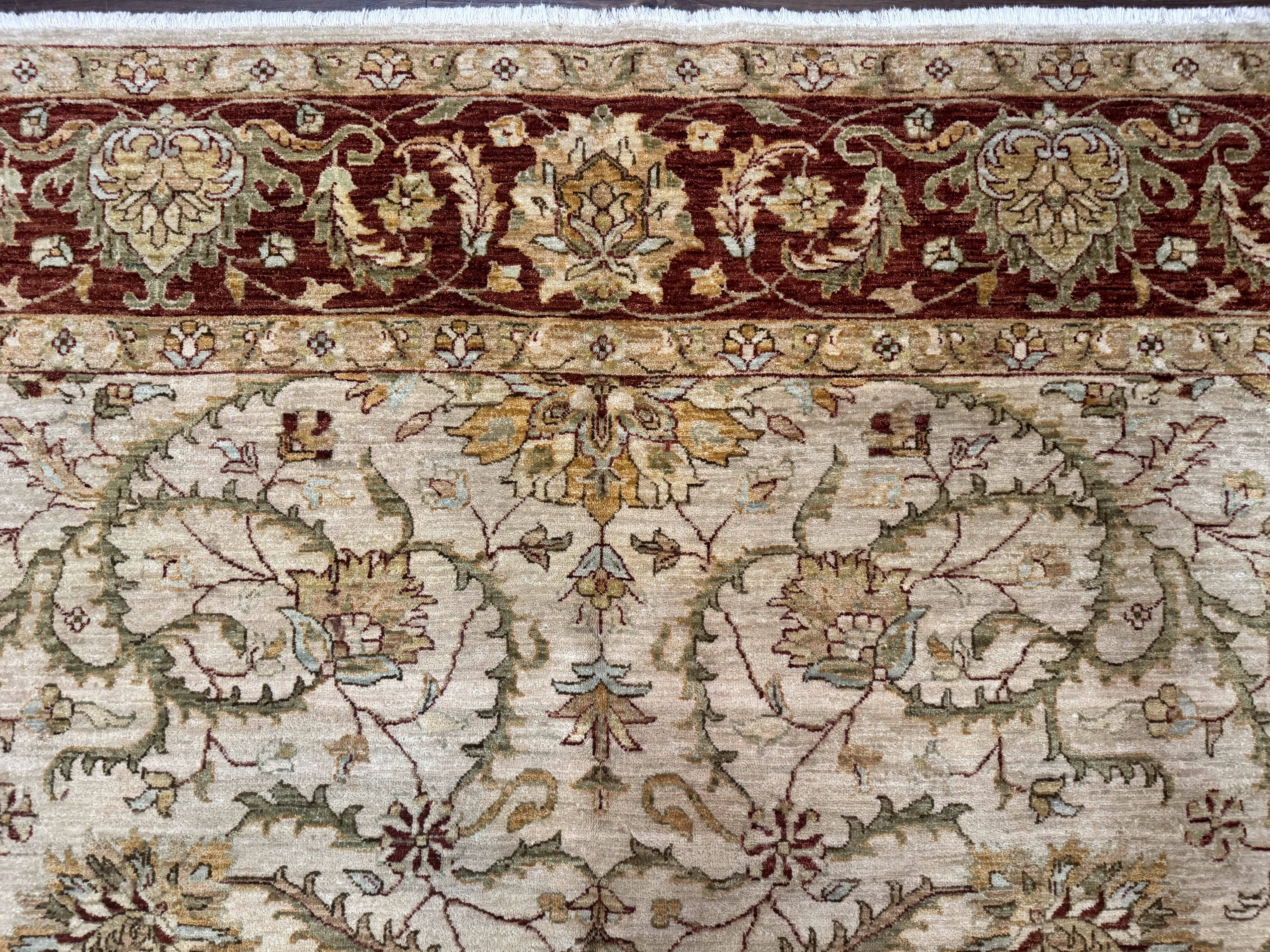 Pakistani Rug 9x12, Floral Allover Peshawar Carpet, Chobi, Beige and Rust Red, Traditional - Jewel Rugs
