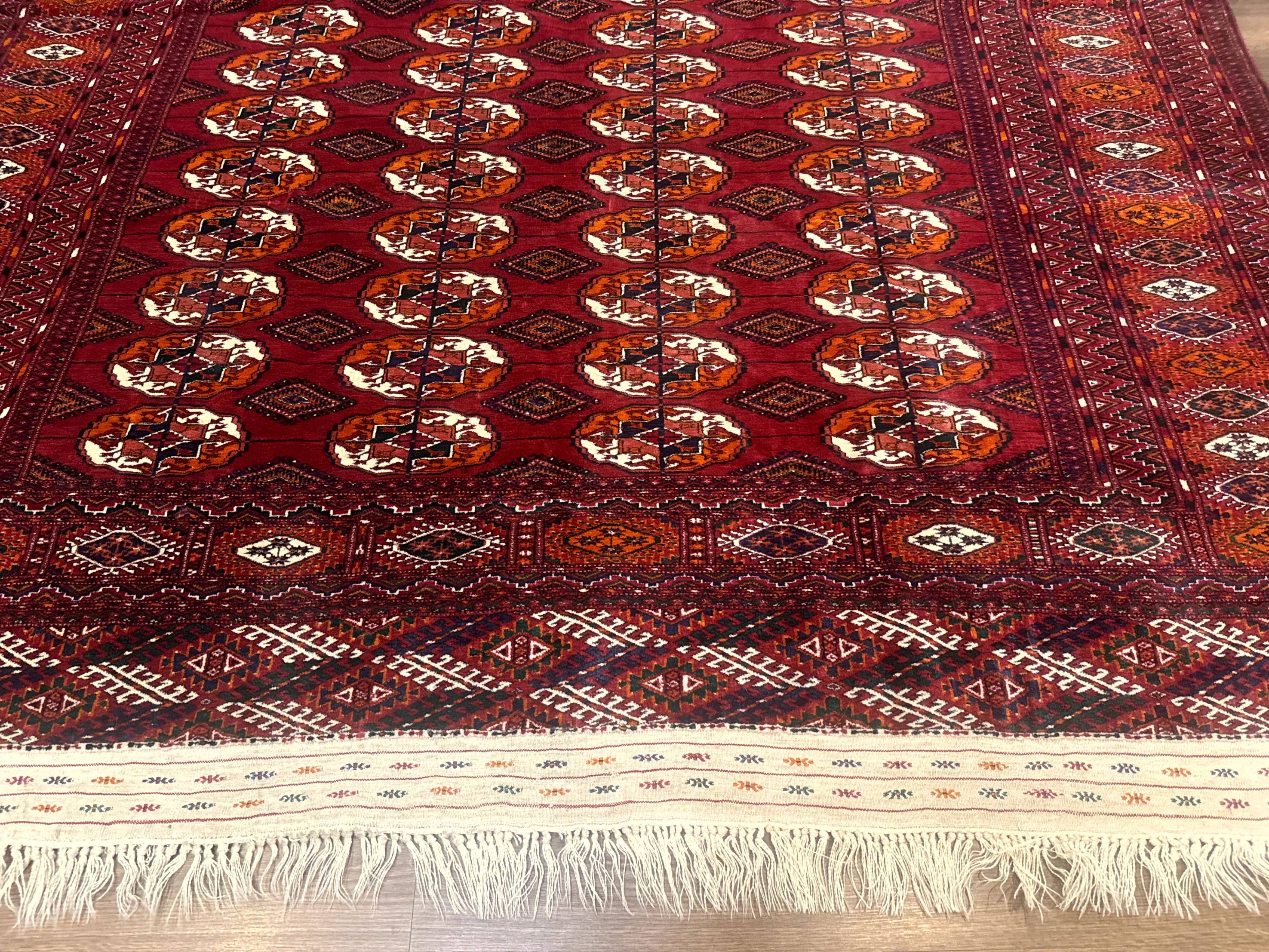 Persian Turkoman Rug 7x9, Red Tribal Carpet - Jewel Rugs