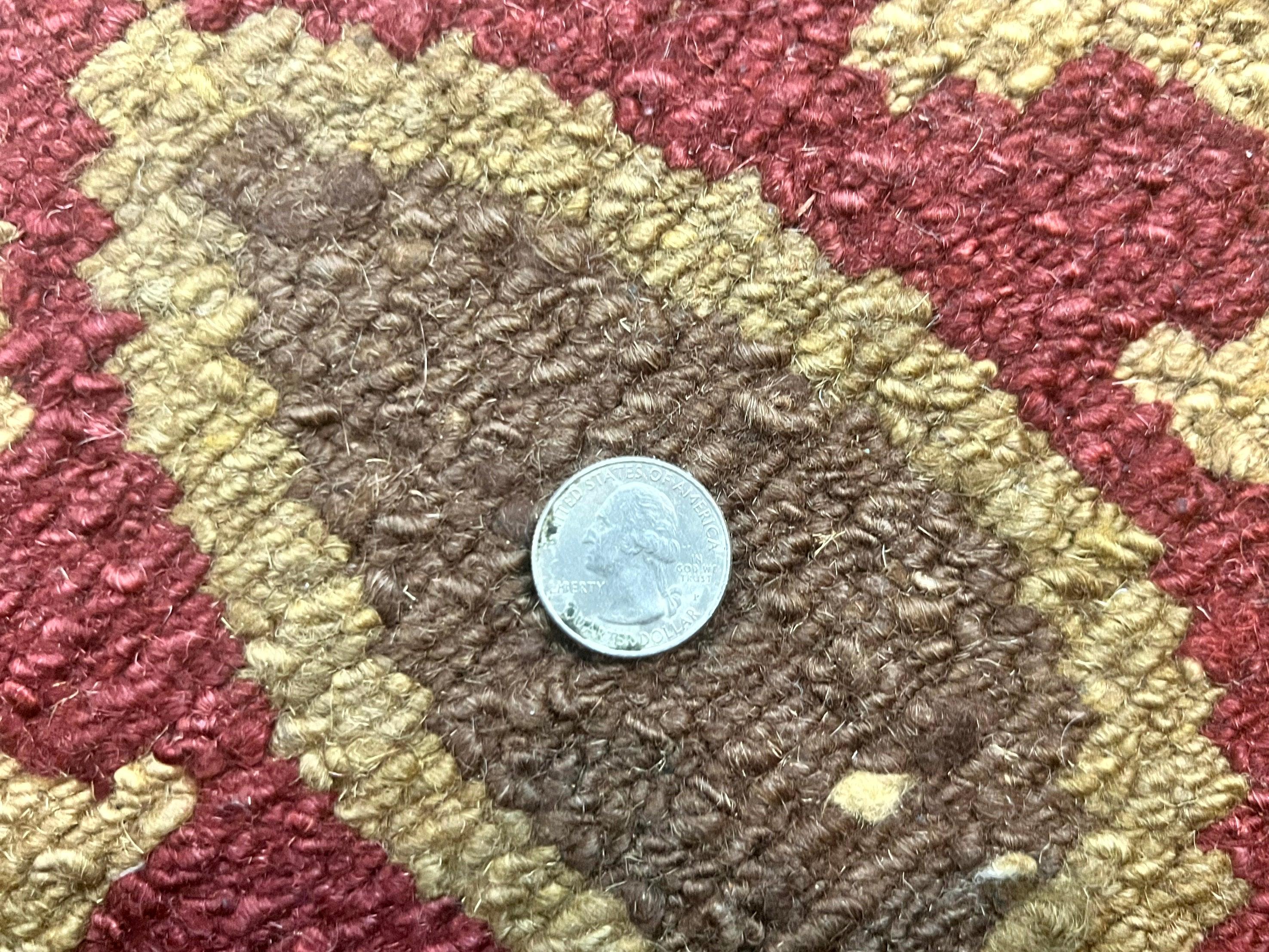 Tibetan Aubusson Rug 8x10, Maroon and Beige, Floral, Handmade, Wool, Vintage, Traditional Rug - Jewel Rugs