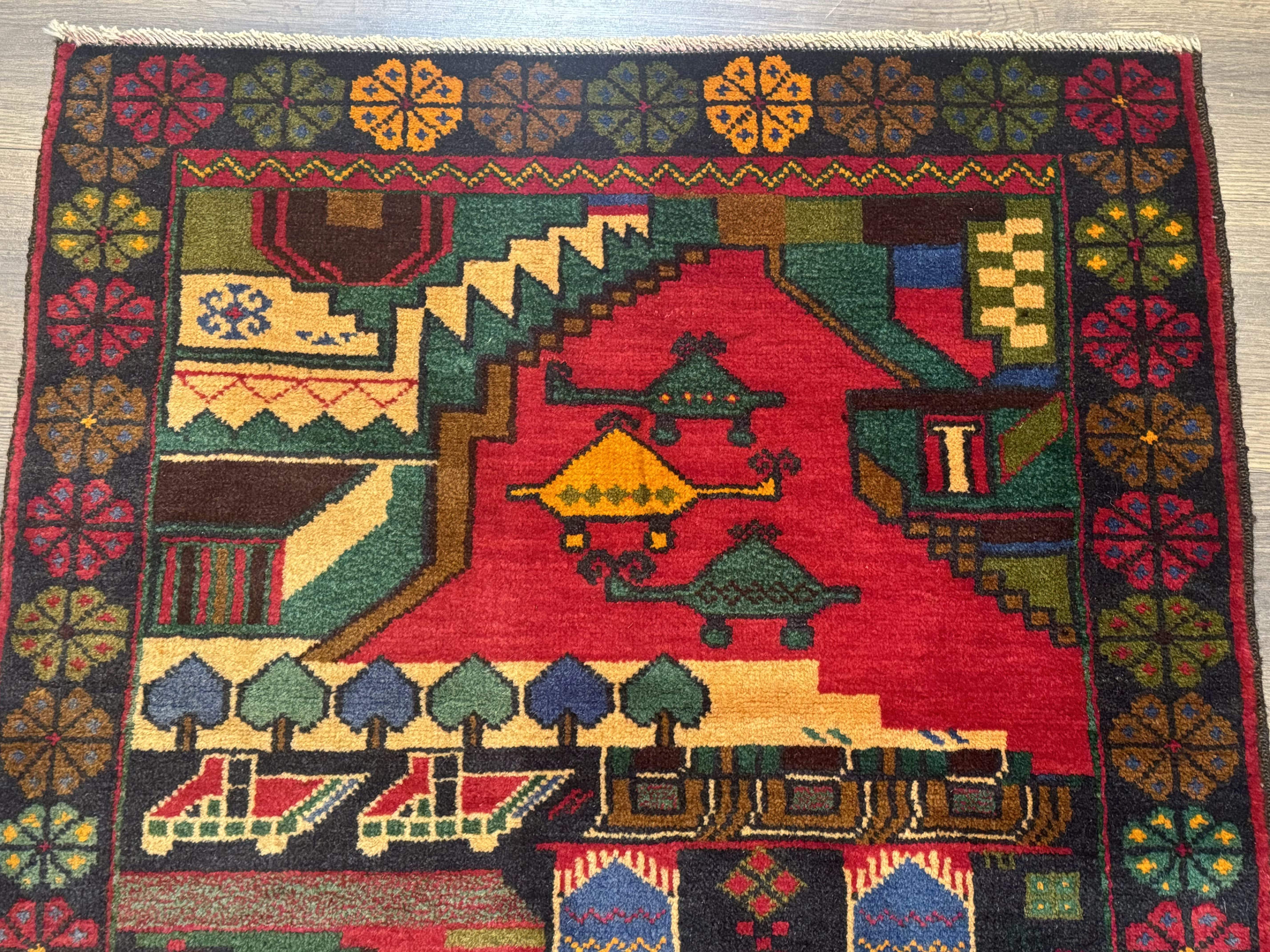 Afghan War Rug 3x4 ft, Hand-Knotted Wool Colorful Carpet - Jewel Rugs