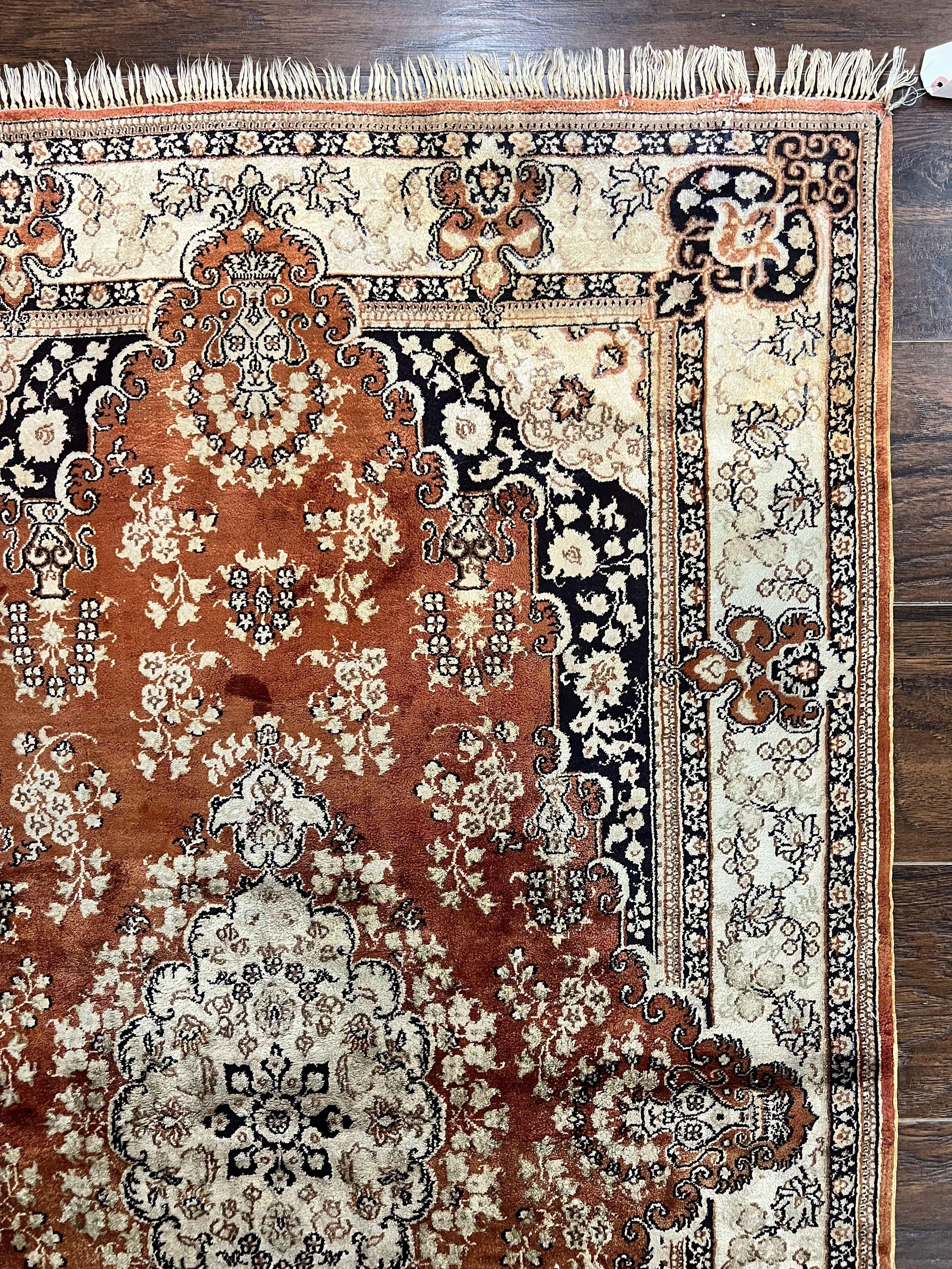 Turkish Silk Rug 3x5, Very Fine 400 KPSI, Floral Medallion, Handmade Hand Knotted Silk on Silk Oriental Carpet - Jewel Rugs