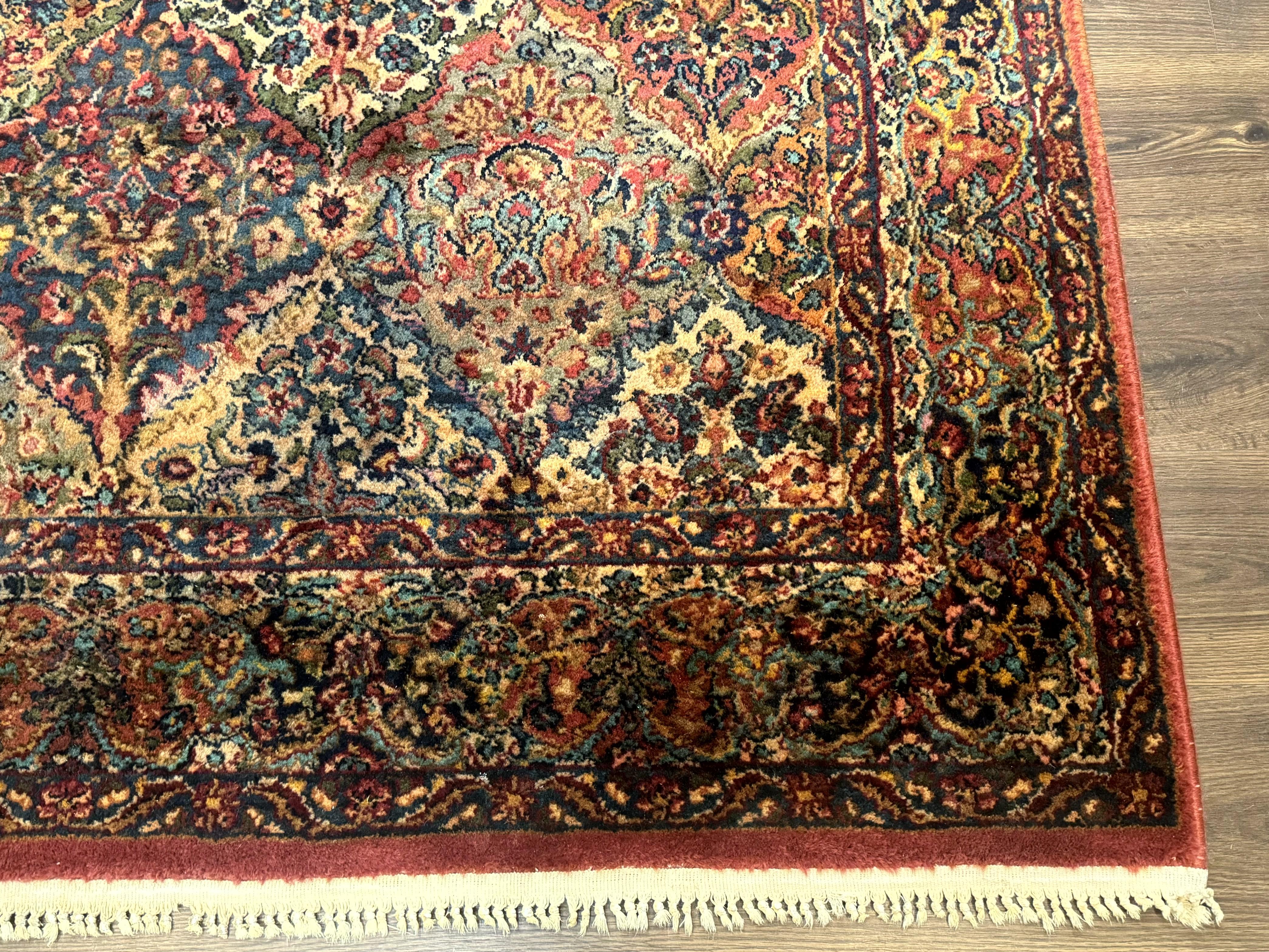 Karastan Rug 5.9 x 9, Multicolor Panel Kirman Rug #717, Wool Original Karastan Collection 700 Series - Jewel Rugs