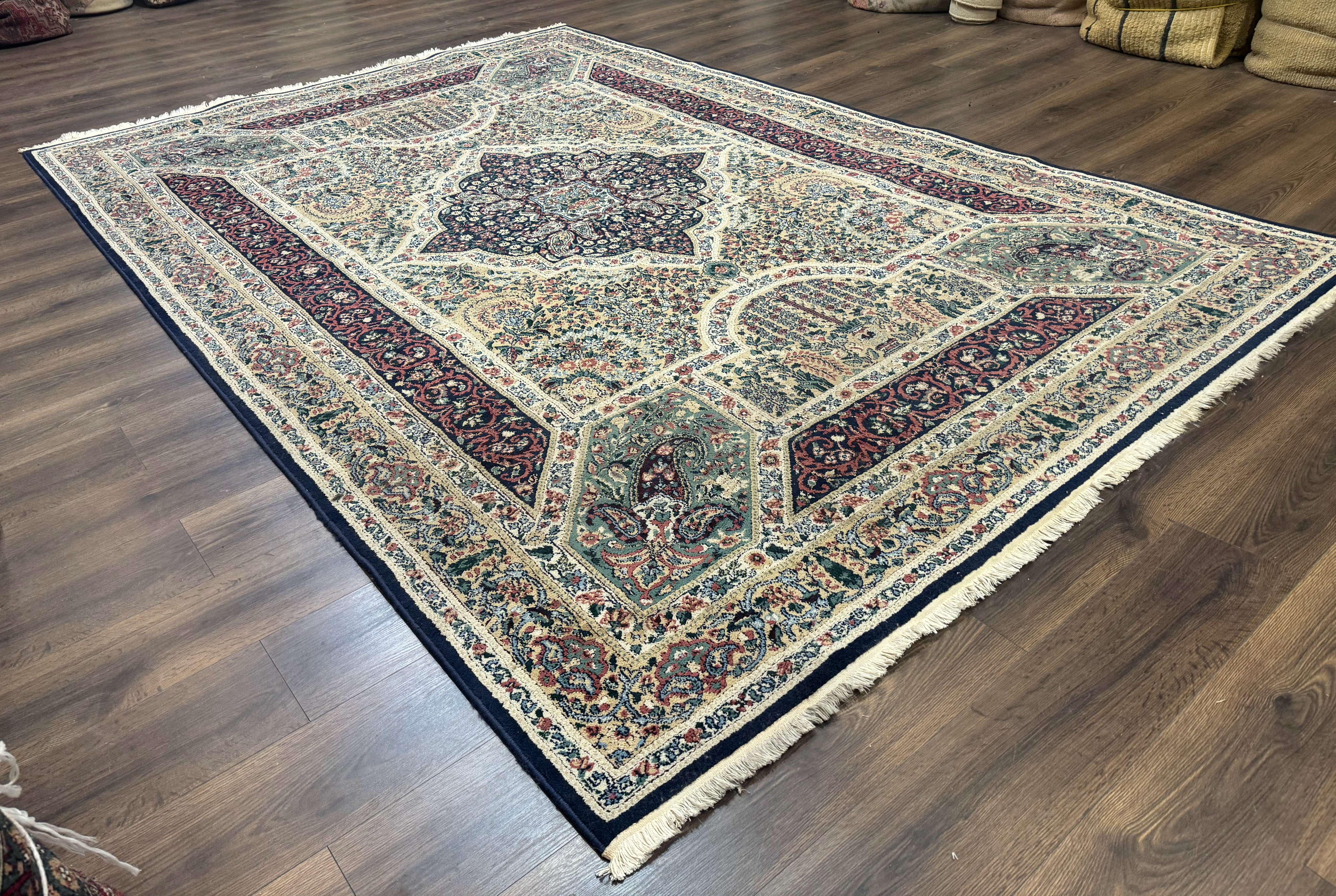 Persian Rug 8x11, Belgium Power Loomed Rug, Kirman Lavar Floral Design, Vintage Rug - Jewel Rugs