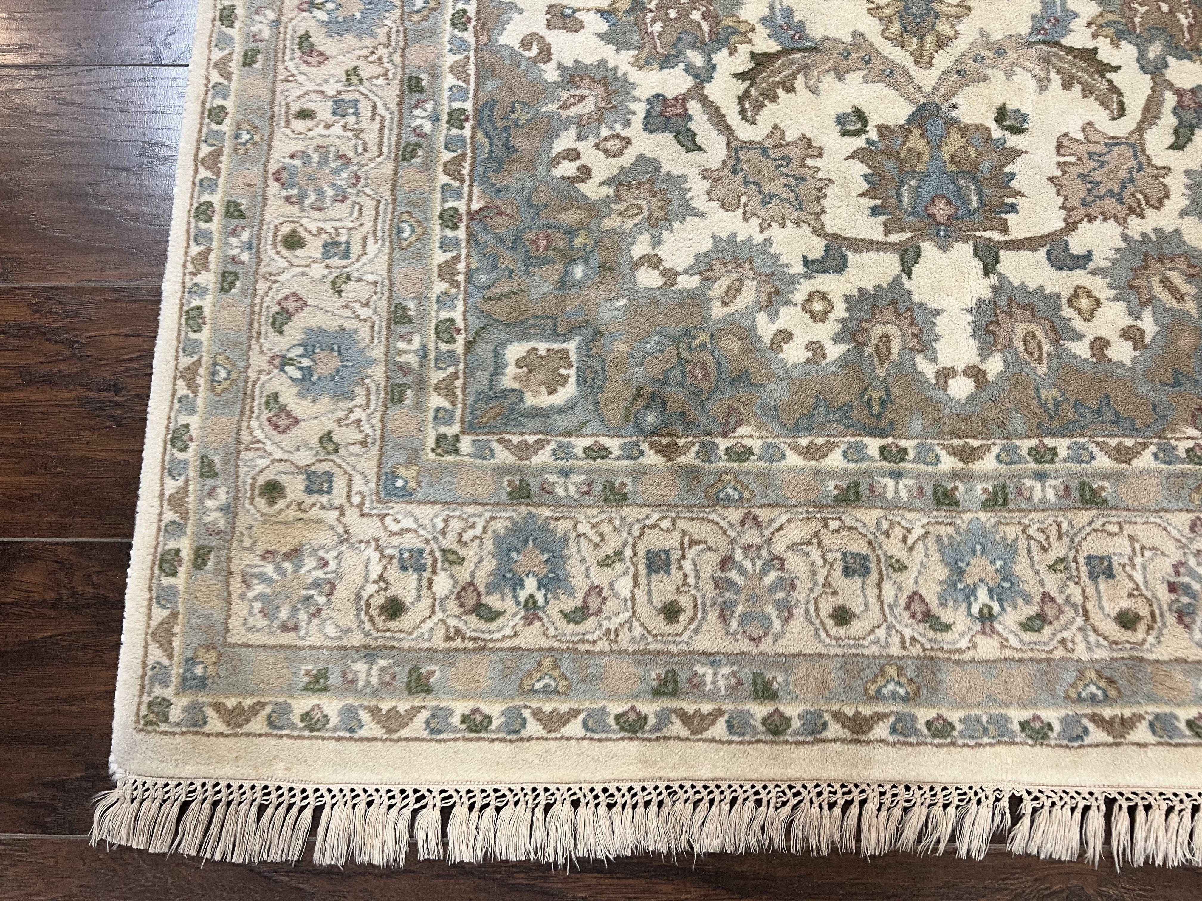 Indo Persian Rug 4x6, Floral Medallion, Beige, Handmade Wool Vintage Carpet 4 x 6 ft - Jewel Rugs