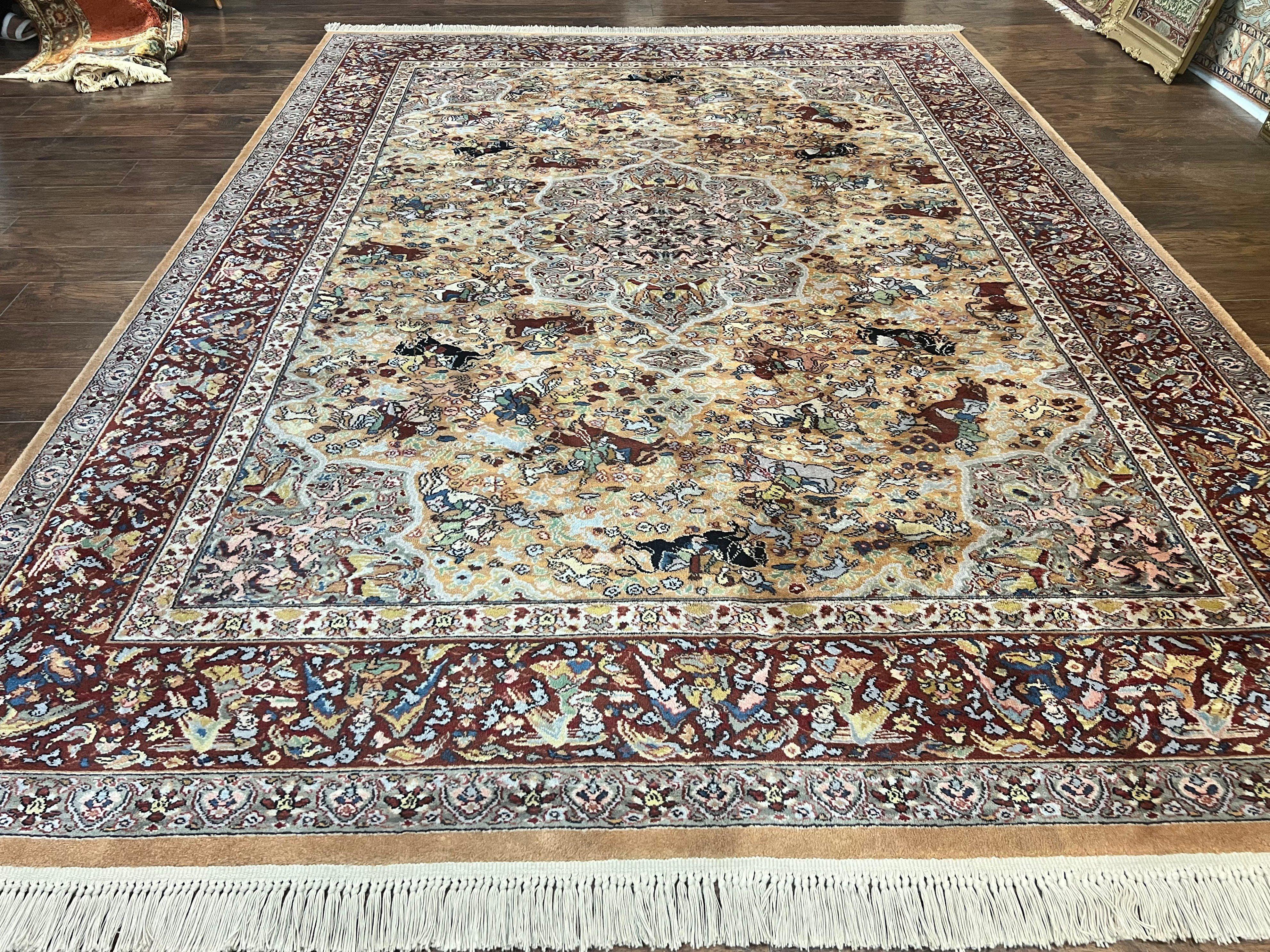 Karastan Rug 8.8 x 12 Persian Hunting Rug #723, Wool Pile Karastan Area Rug, Discontinued Original 700 Series Karastan Carpet, Room Sized - Jewel Rugs