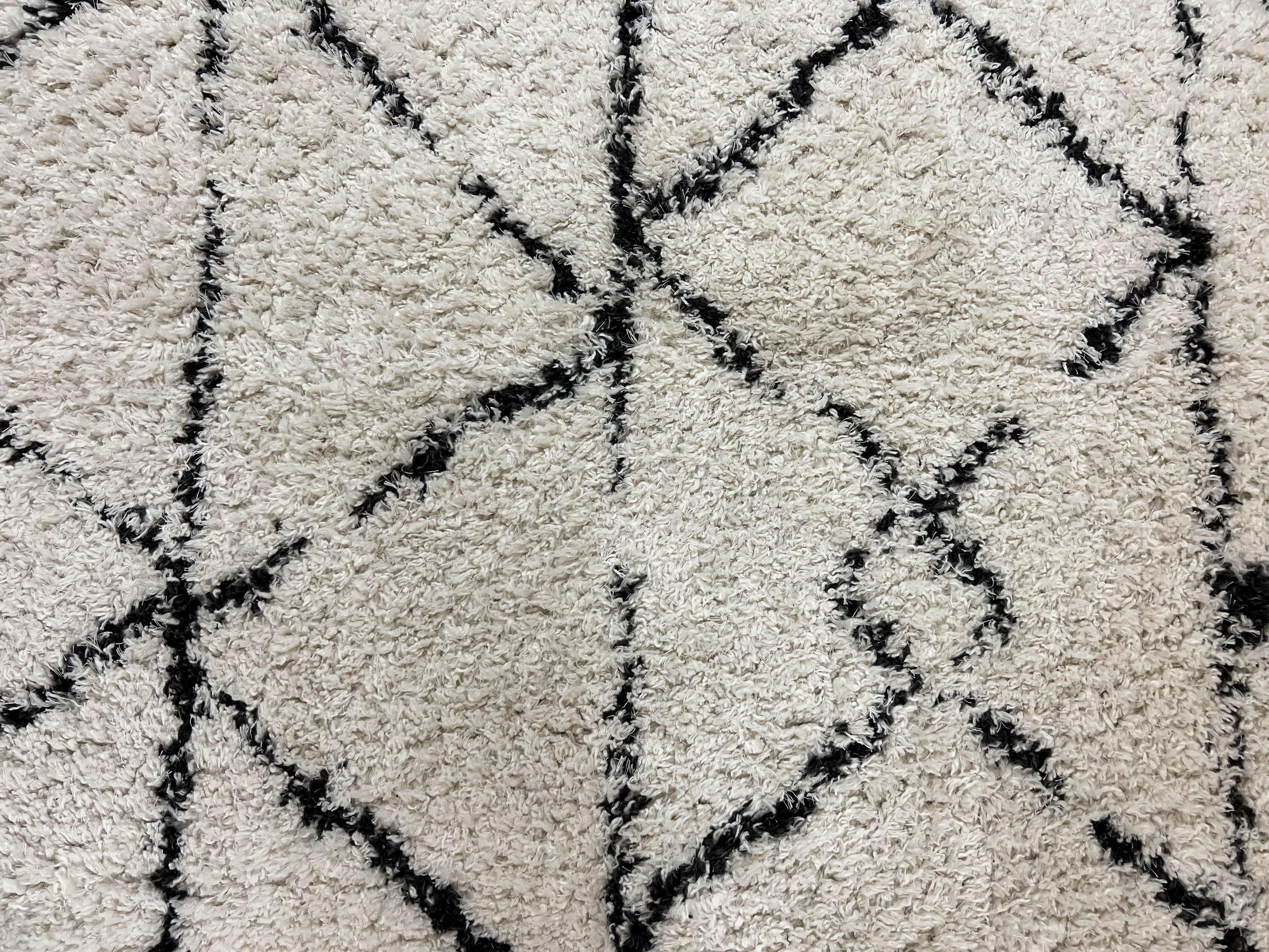 Modern Shag Rug 5x7, Ivory and Black Area Rug 5 x 7 ft - Jewel Rugs