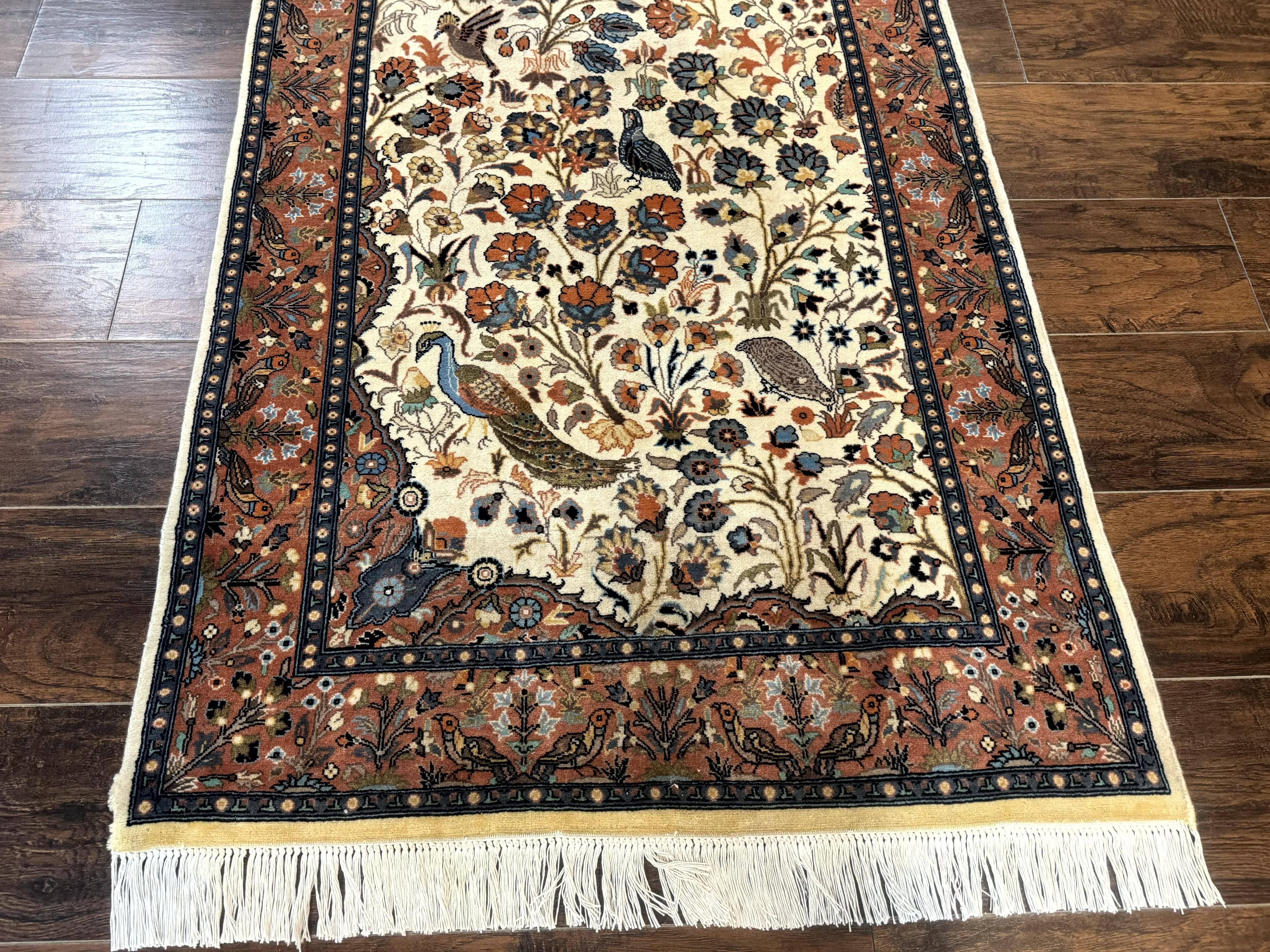 Small Pak Persian Rug 3x5, Peacock Birds Floral - Jewel Rugs