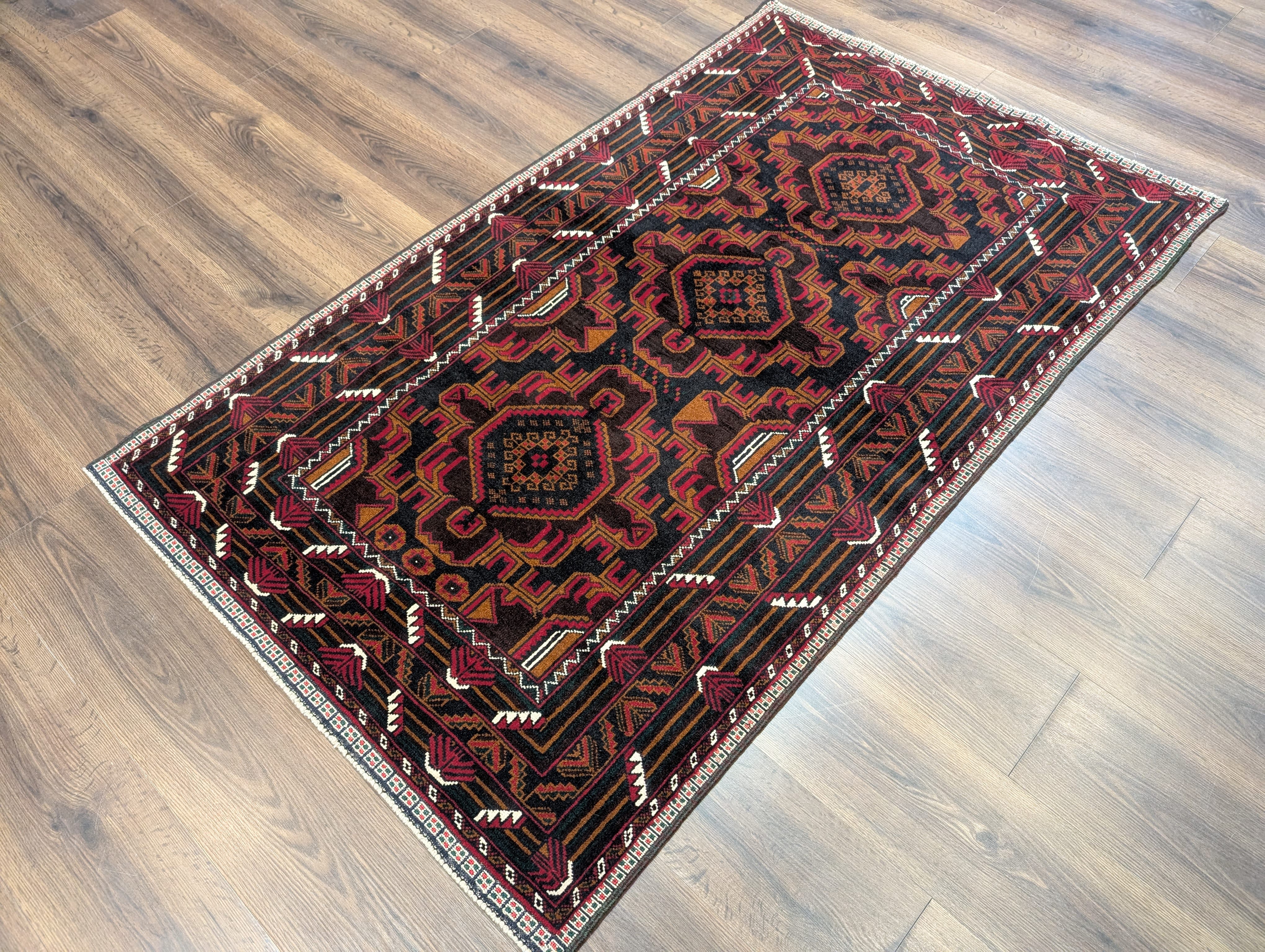 Afghan Baluch Rug 4x6, Handmade, Tribal, Geometric, New - Jewel Rugs