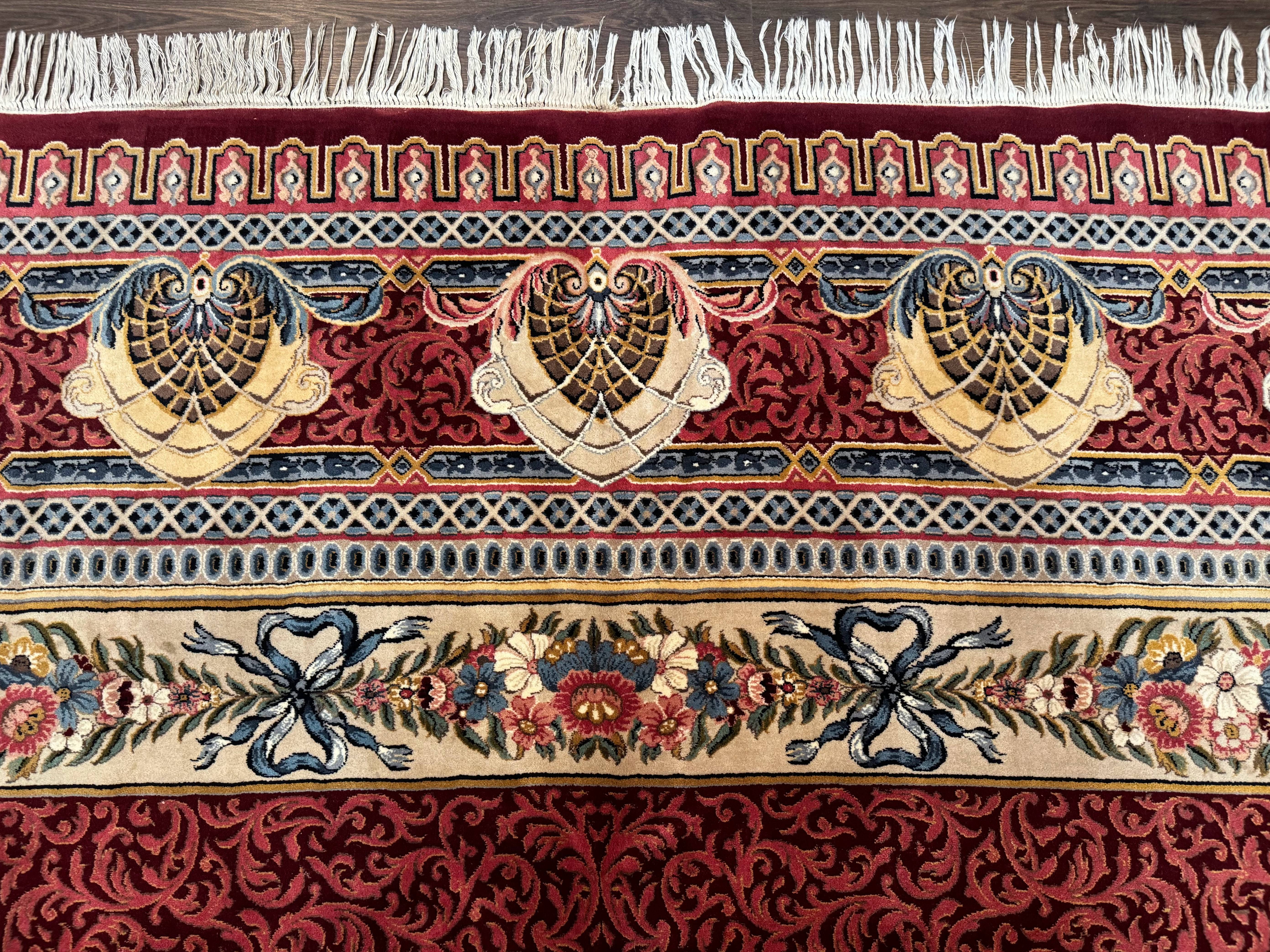 Wonderful Aubusson Rug 10x14, Red Maroon, Elegant, Fine 200 KPSI - Jewel Rugs