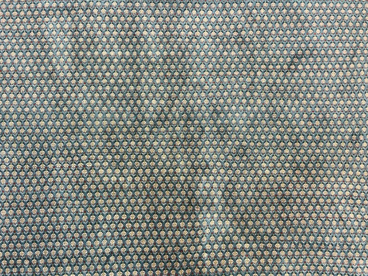 Indo Persian Sarouk Mir Rug 9x12, Green and Cream/Beige, Repeated Boteh Paisley Design, Soft Wool Handmade Hand Knotted Indian Oriental Rug - Jewel Rugs