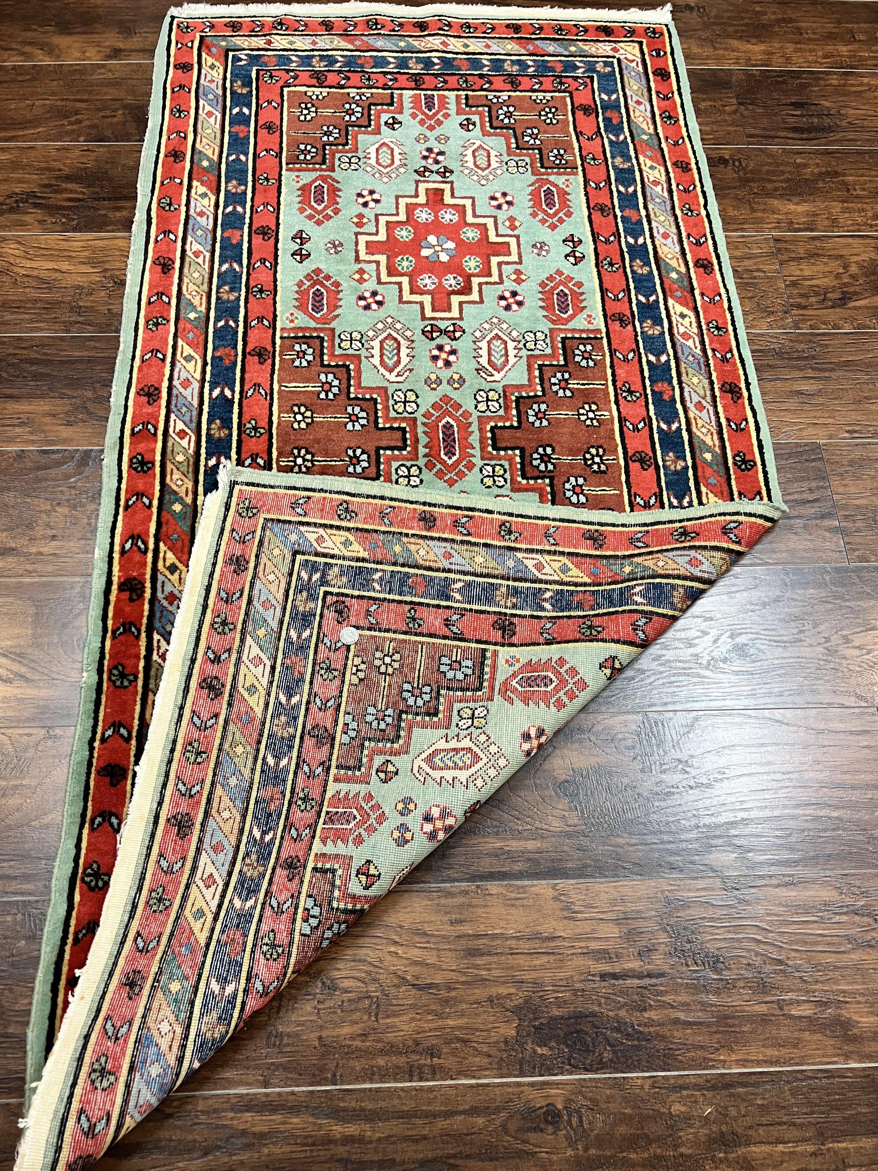 Colorful Turkish Rug 3x6, Geometric Heriz Oriental Carpet, Wool Hand Knotted Vintage Carpet, Oriental Rug 3 x 6 - Jewel Rugs