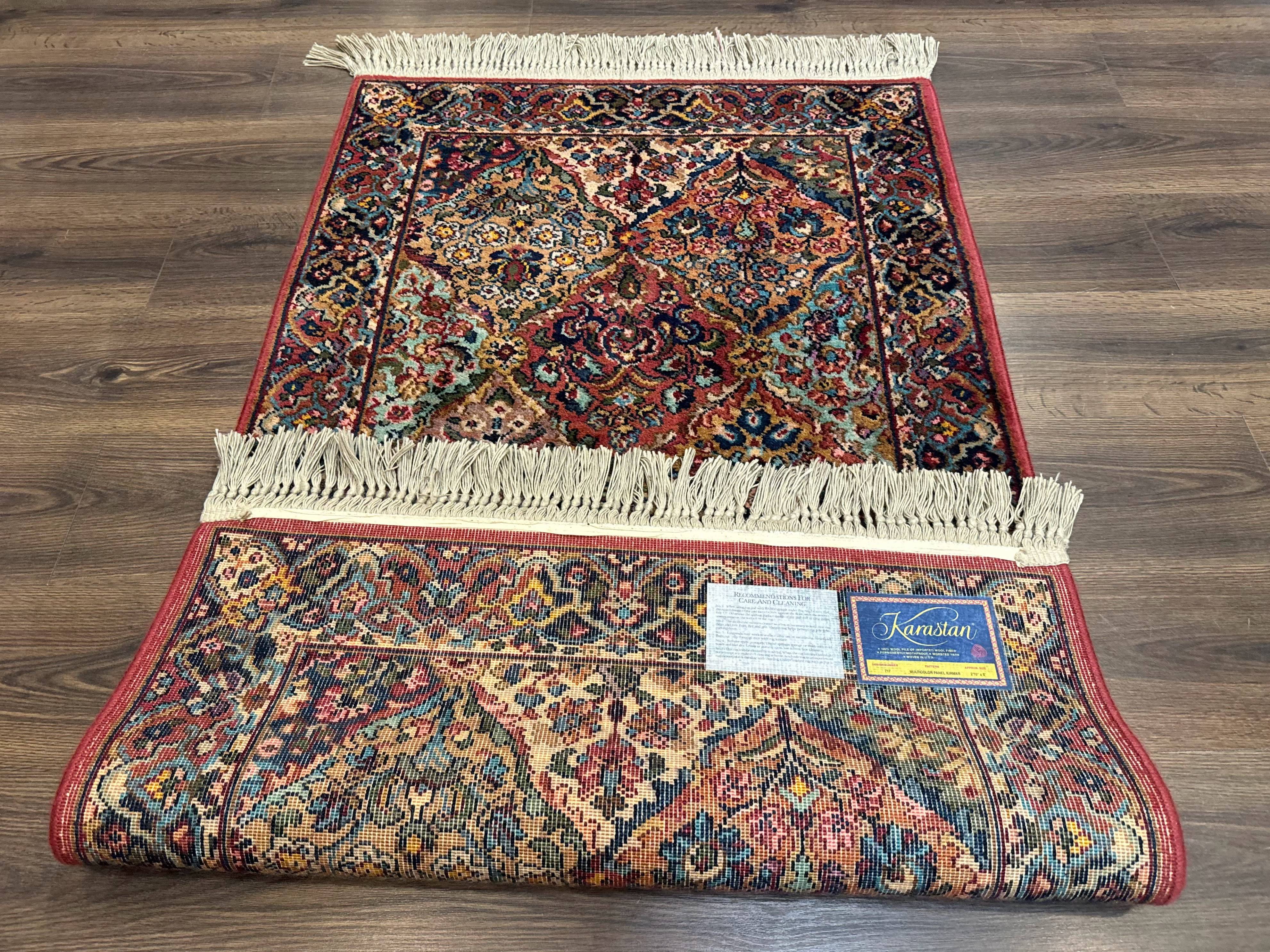 Karastan Rug 3x5 Multicolor Panel Kirman #717, Original 700 Series, Wool Pile, Discontinued - Jewel Rugs